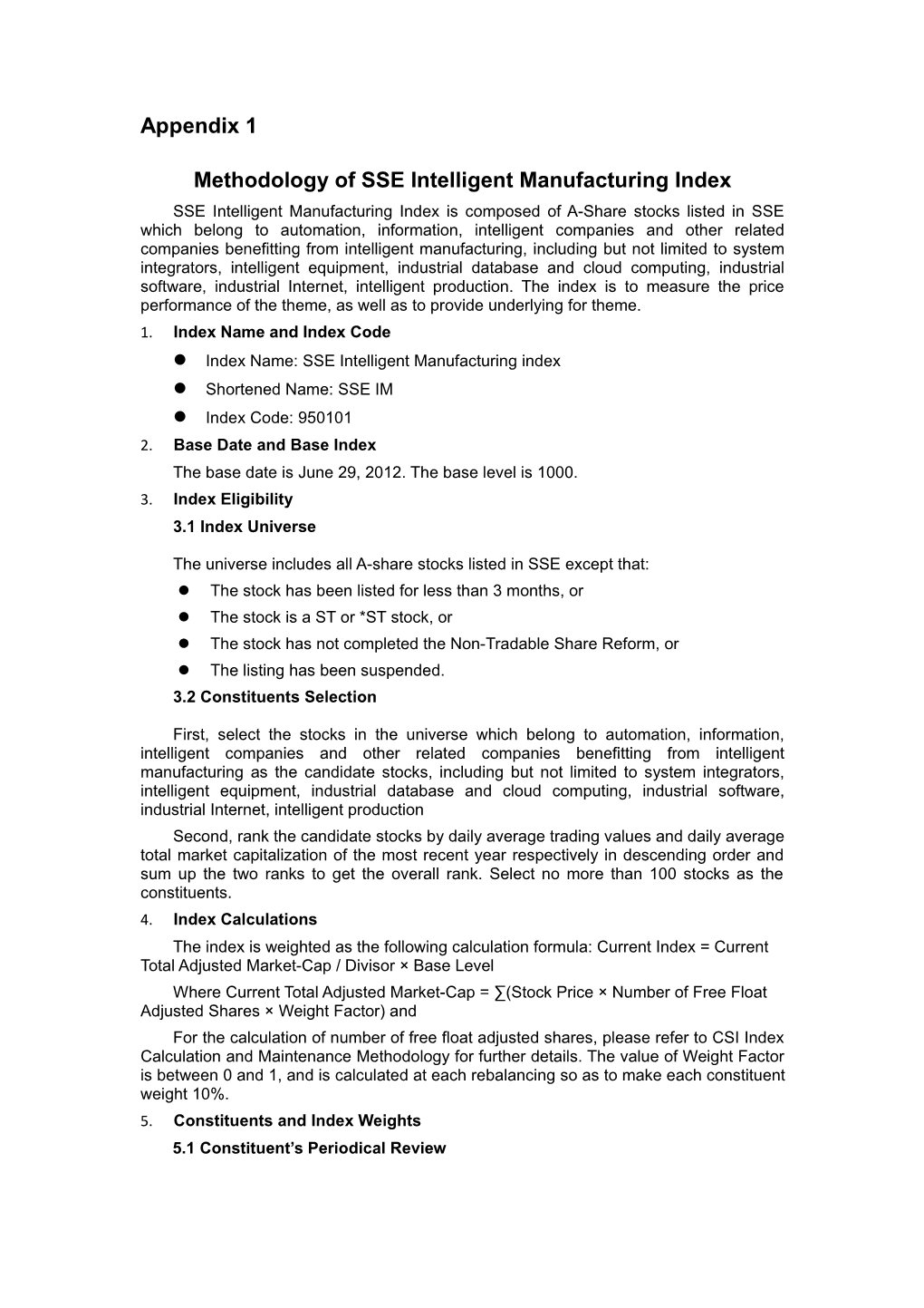 Methodology of SSE Intelligent Manufacturing Index