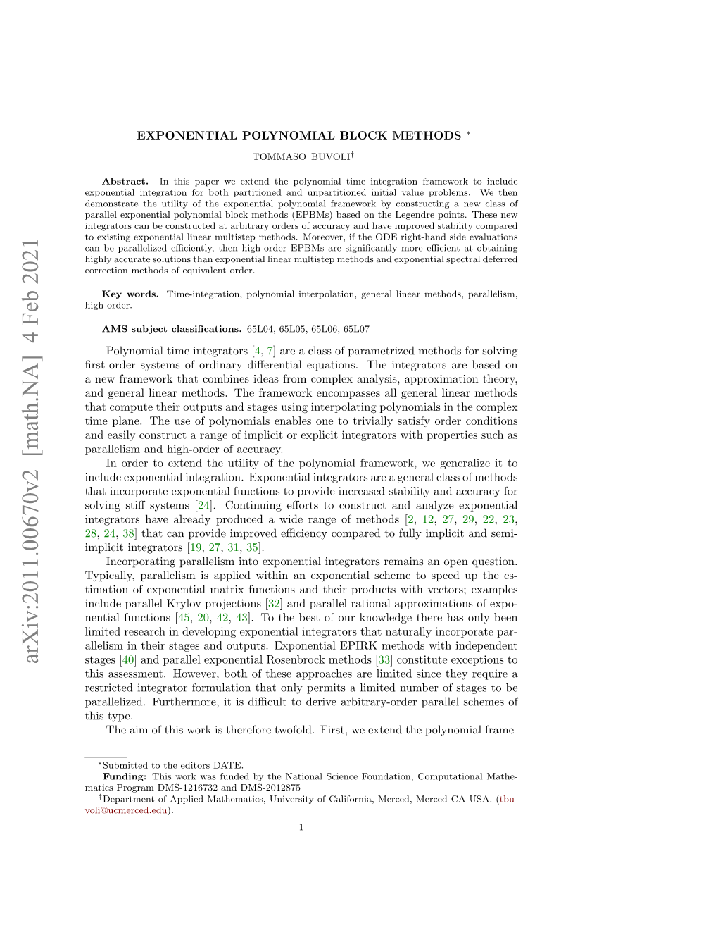 Exponential Polynomial Block Methodspdfauthor=T. Buvoli