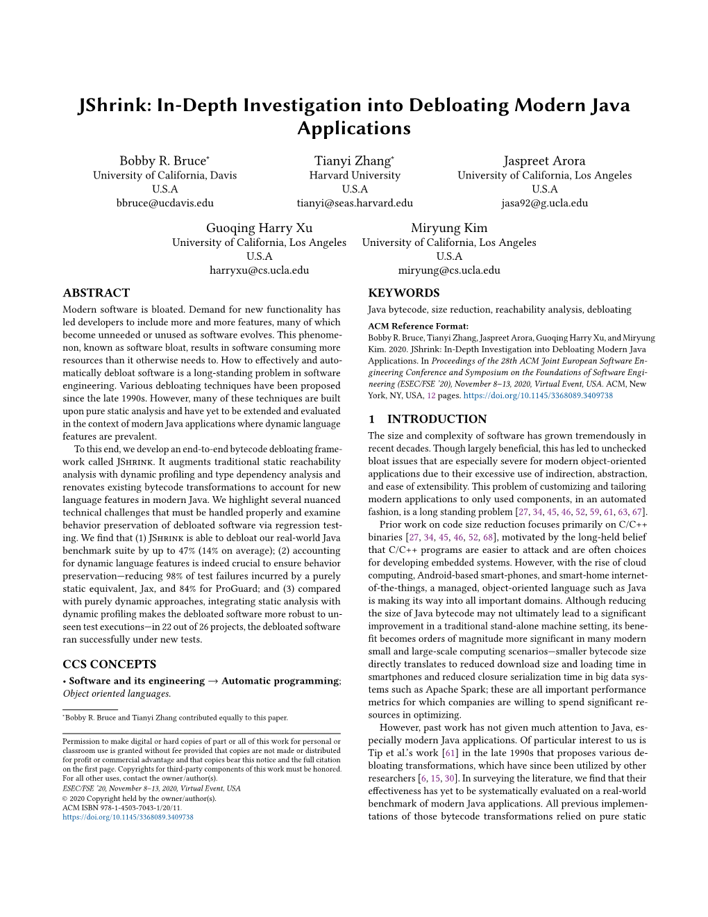 Jshrink: In-Depth Investigation Into Debloating Modern Java Applications