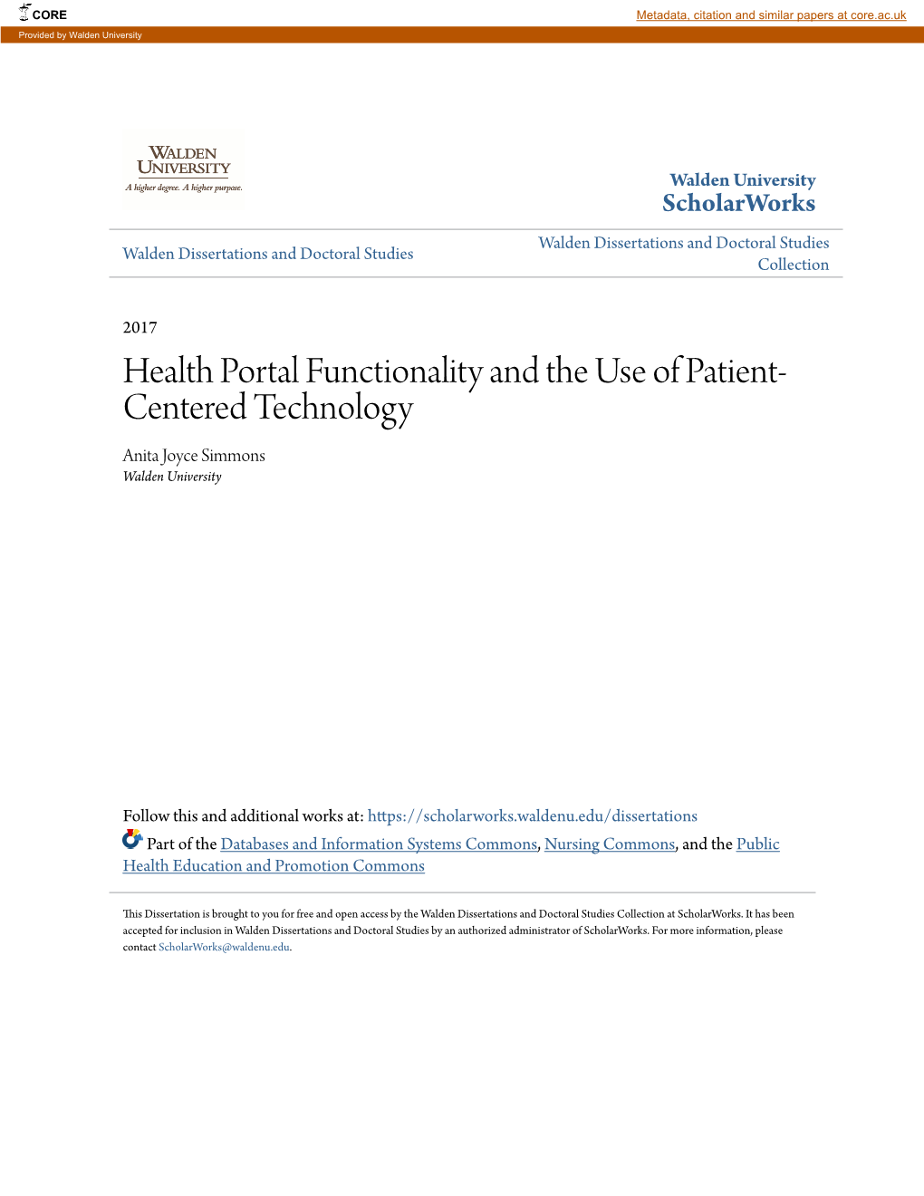 Health Portal Functionality and the Use of Patient-Centered Technology