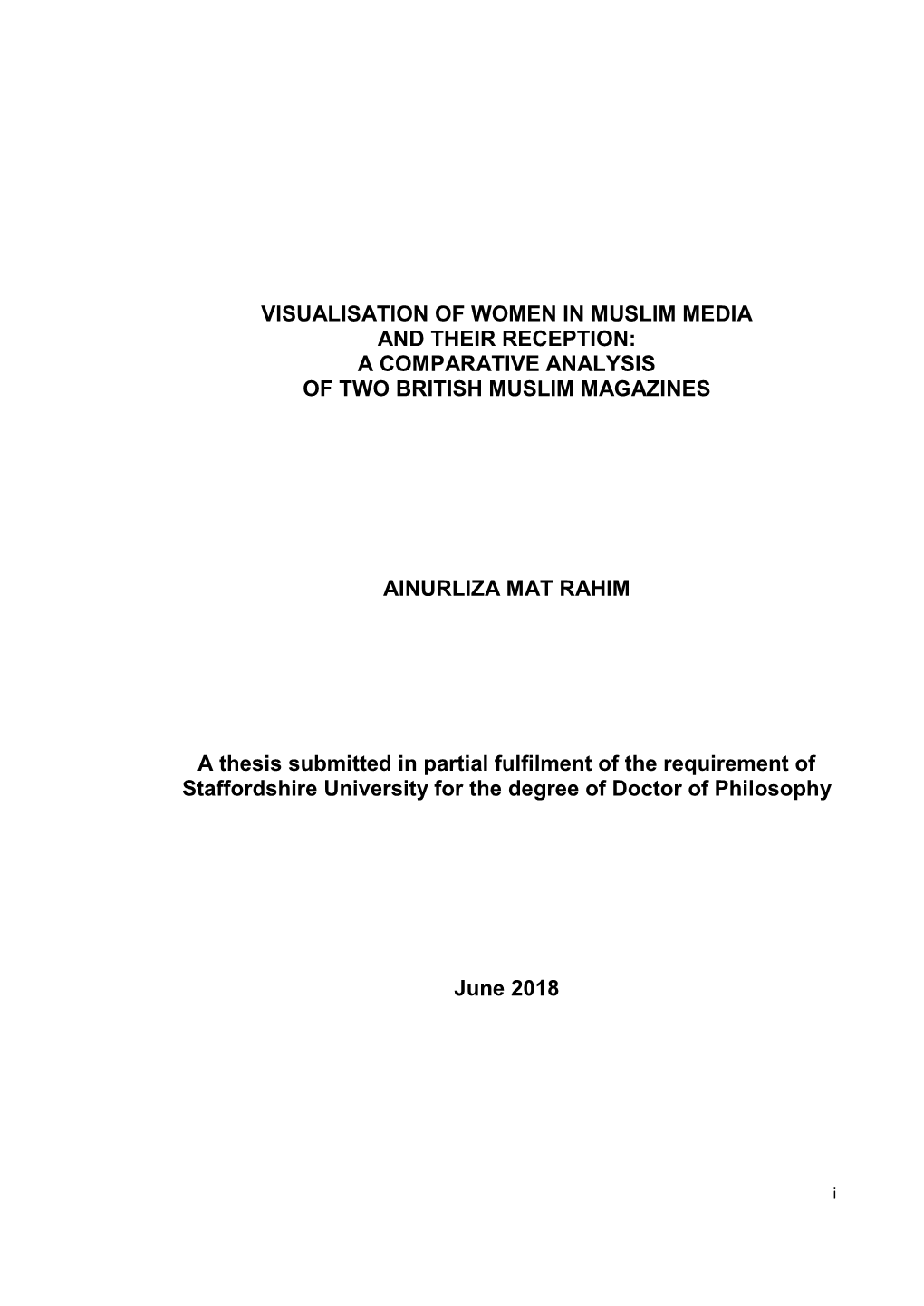 Visualisation of Women in Muslim Media and Their Reception: a Comparative Analysis of Two British Muslim Magazines