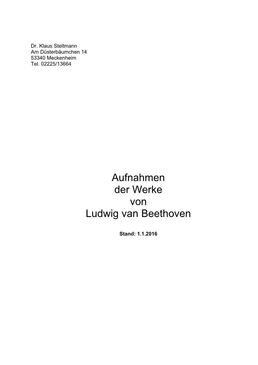 Diskographie Beethoven