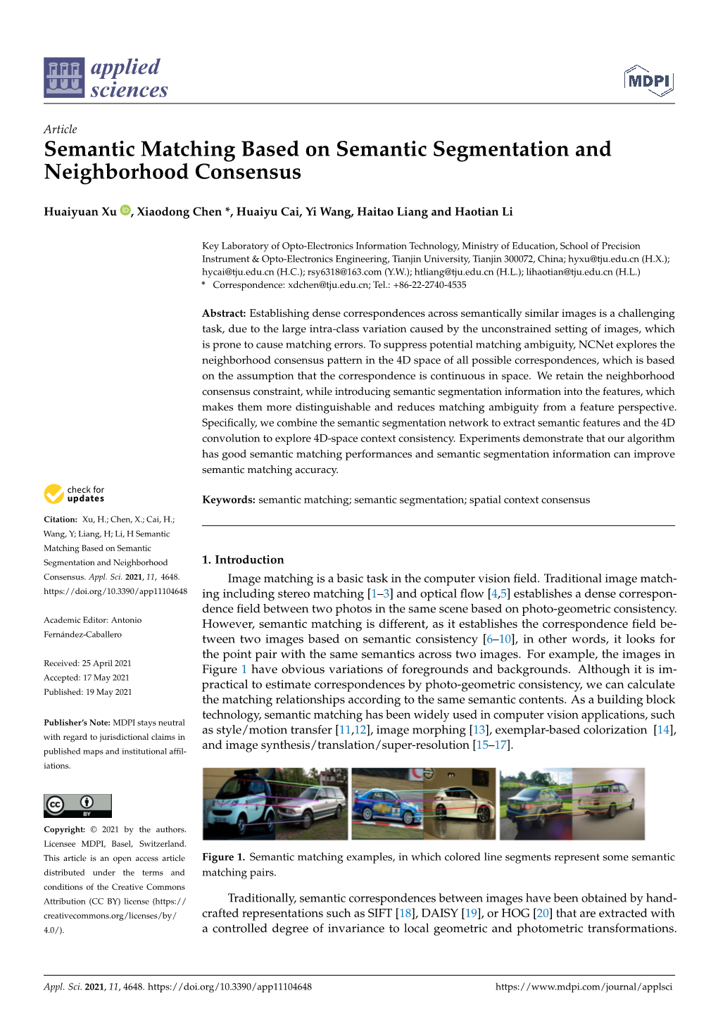 Semantic Matching Based on Semantic Segmentation and Neighborhood Consensus