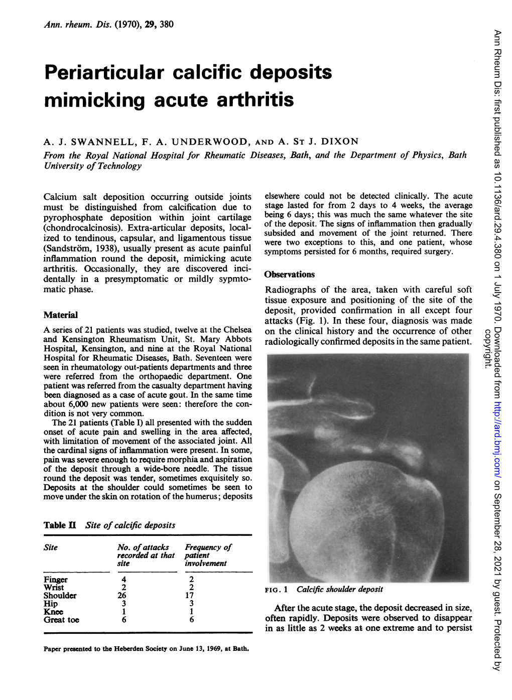 Periarticular Calcific Deposits Mimicking Acute Arthritis