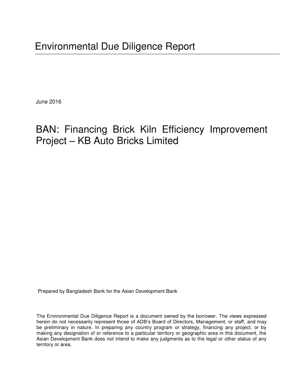 Due Diligence Report Al-Ali Auto Bricks Limited