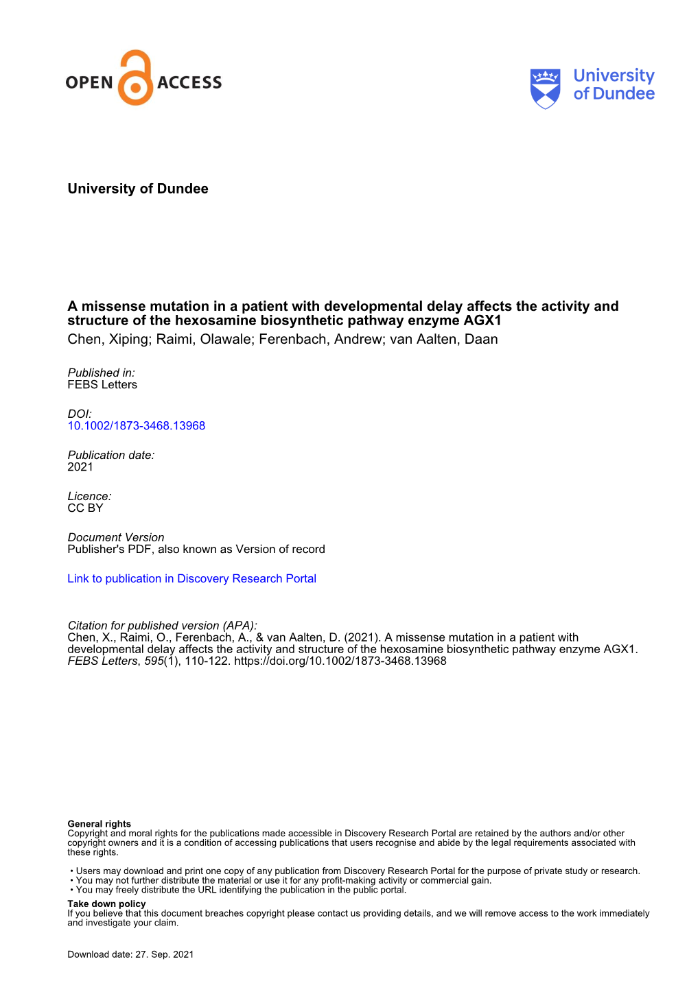 A Missense Mutation in a Patient with Developmental Delay Affects