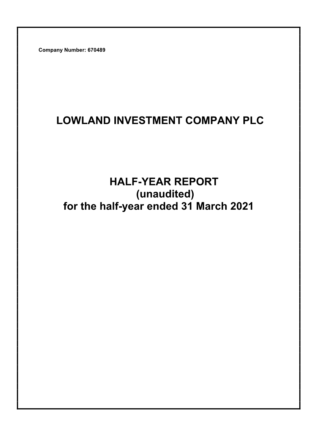 (Unaudited) for the Half-Year Ended 31 March 2021