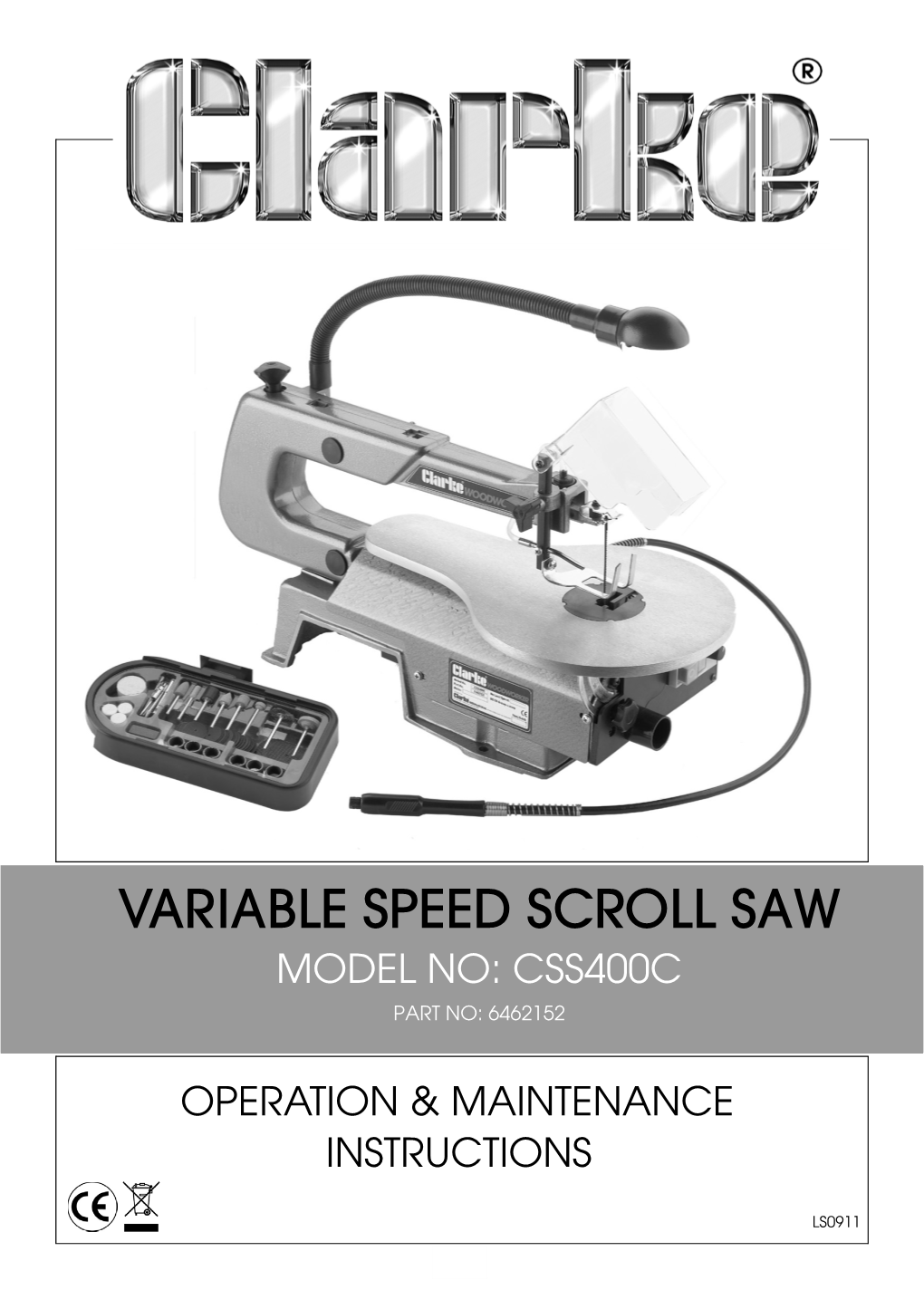 Variable Speed Scroll Saw Model No: Css400c Part No: 6462152