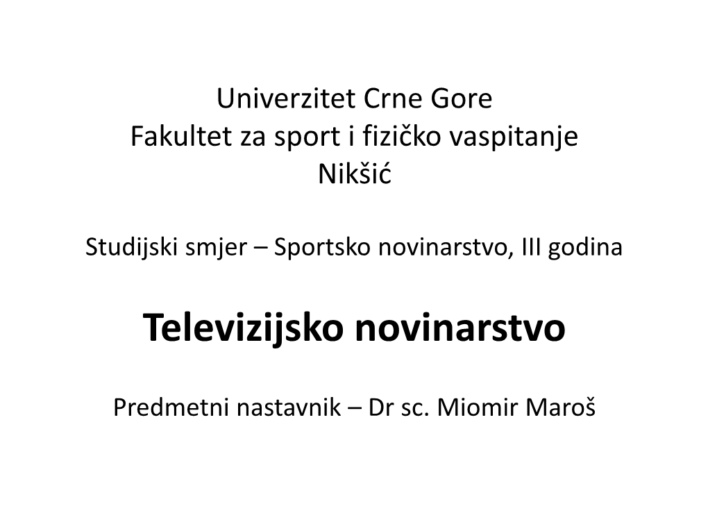 Televizijsko Novinarstvo