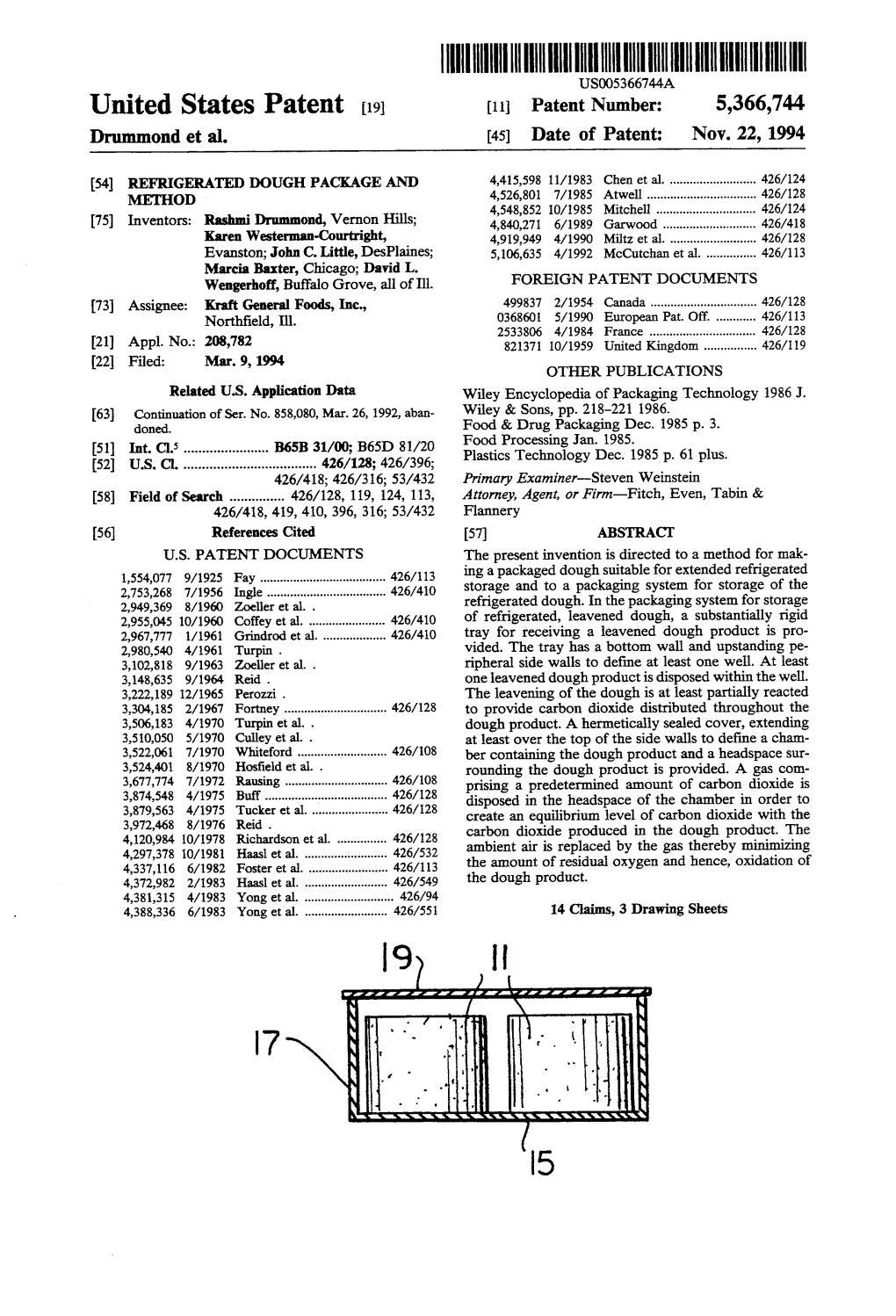 |I|||||||||||IIII US005366744A United States Patent 19 11 Patent Number: 5,366,744 Drummond Et Al