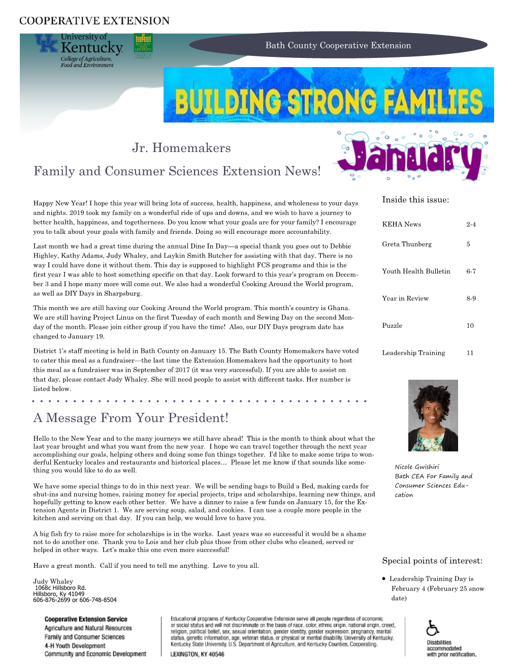 Jr. Homemakers Family and Consumer Sciences Extension News!