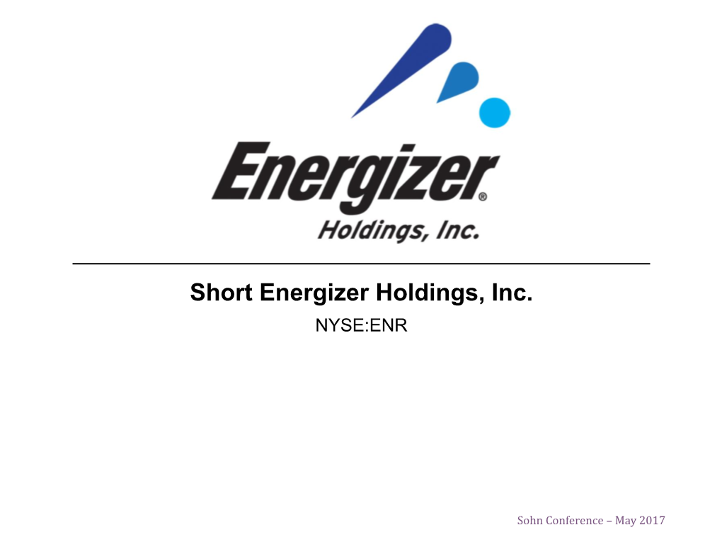 Short Energizer Holdings, Inc. NYSE:ENR