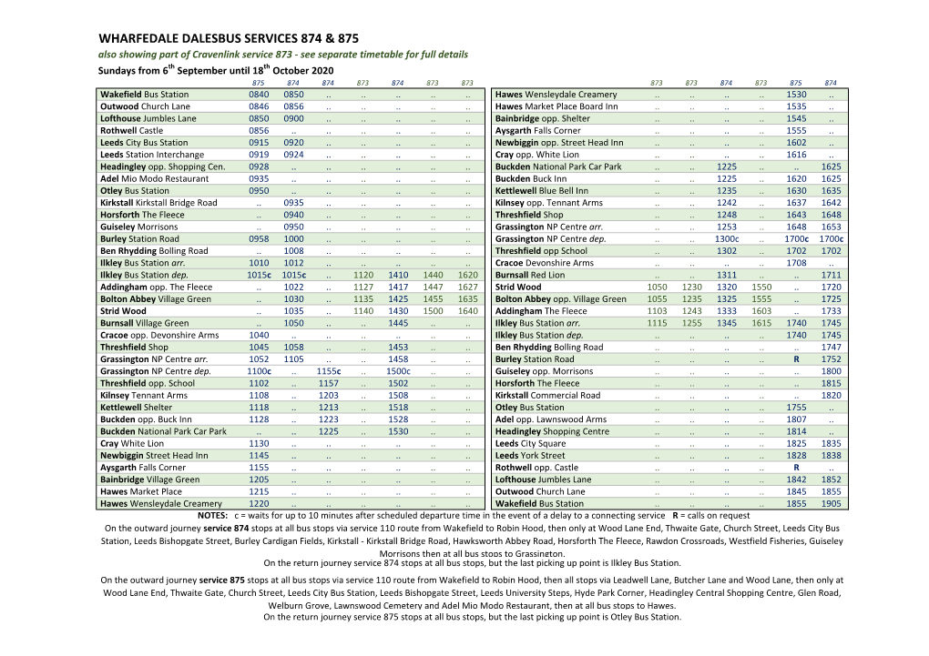 Wharfedale Dalesbus Services 874 &