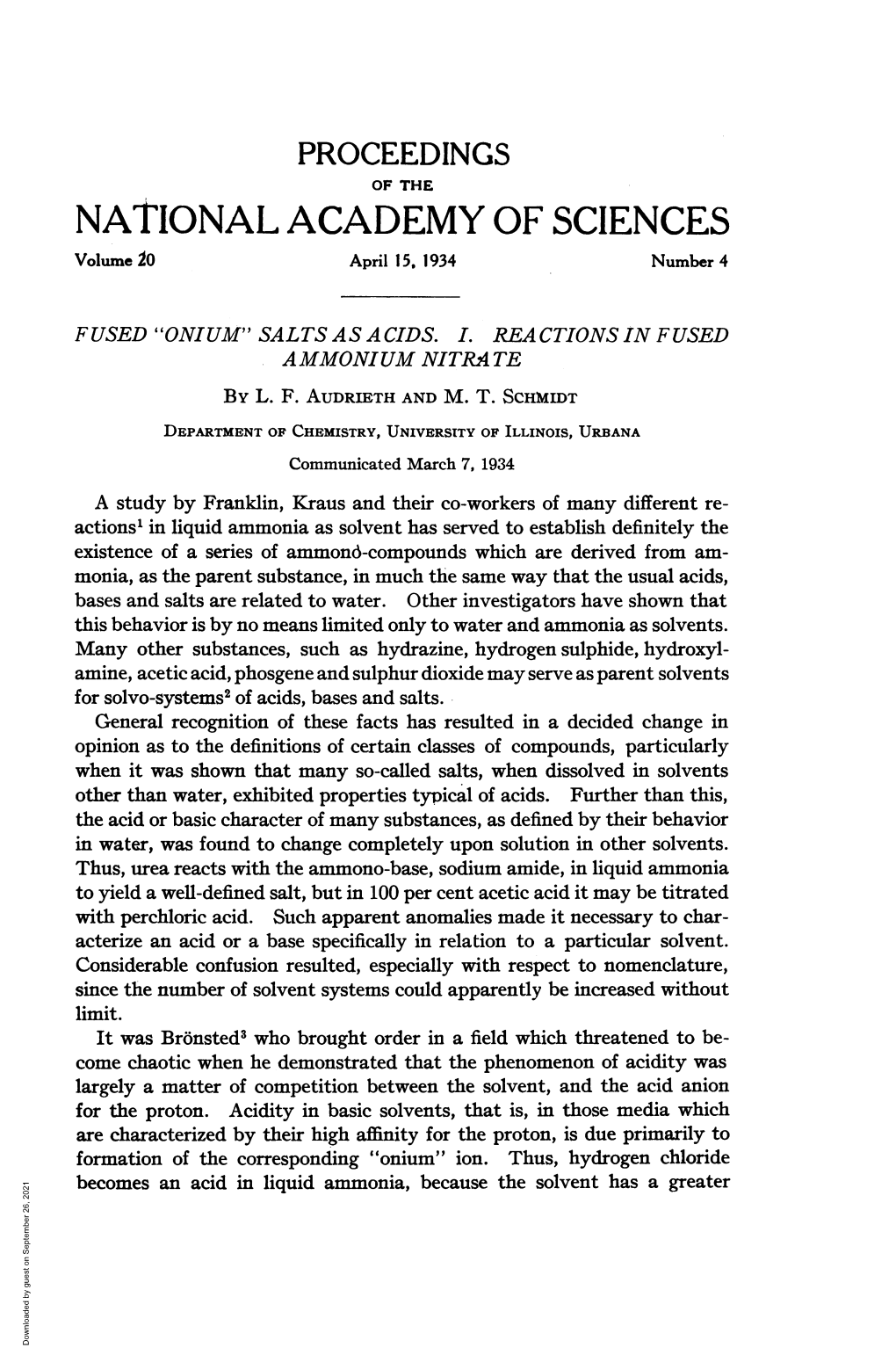 NATIONAL ACADEMY of SCIENCES Volume ;0 April 15