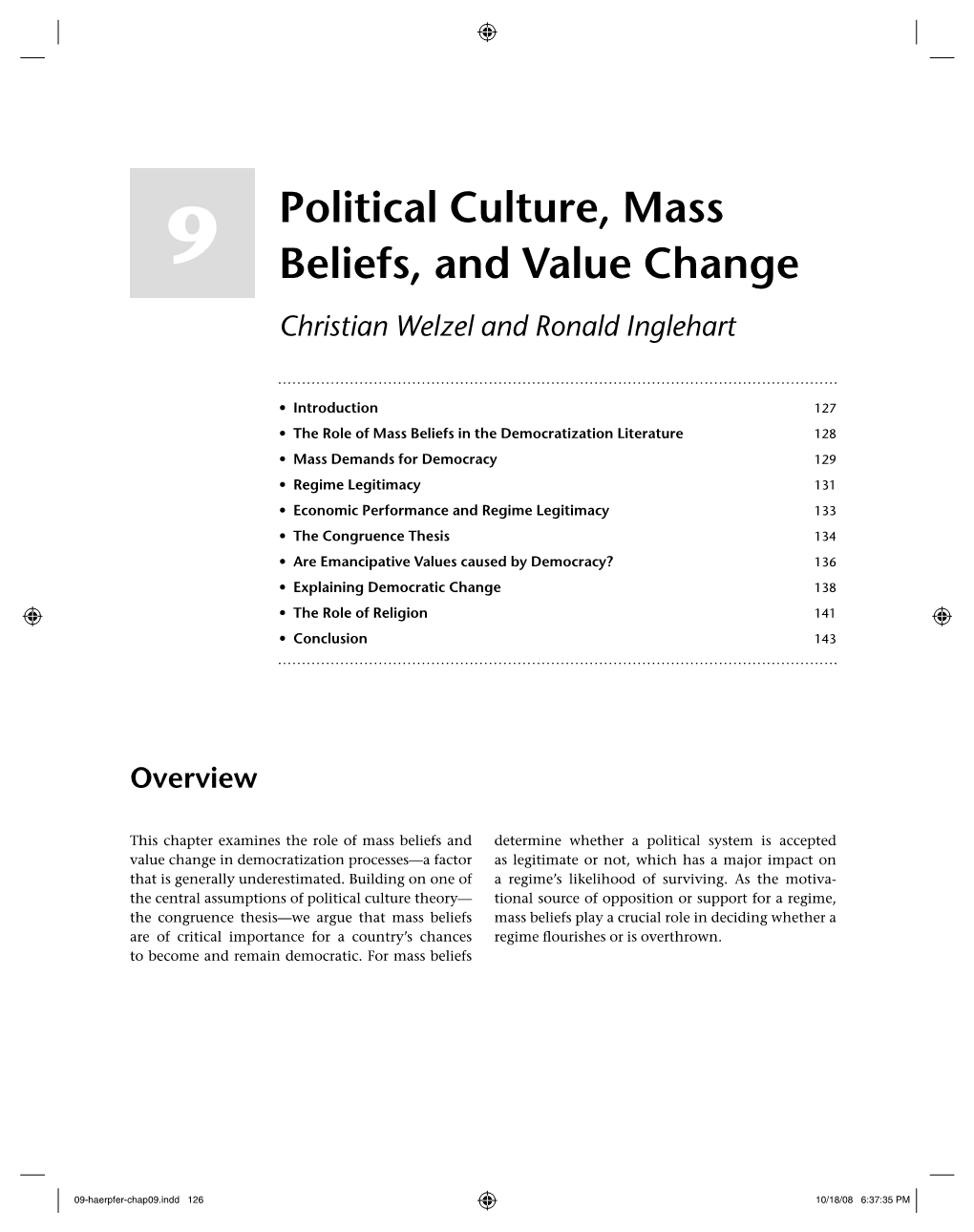 POLITICAL CULTURE, MASS BELIEFS, and VALUE CHANGE 127 Introduction