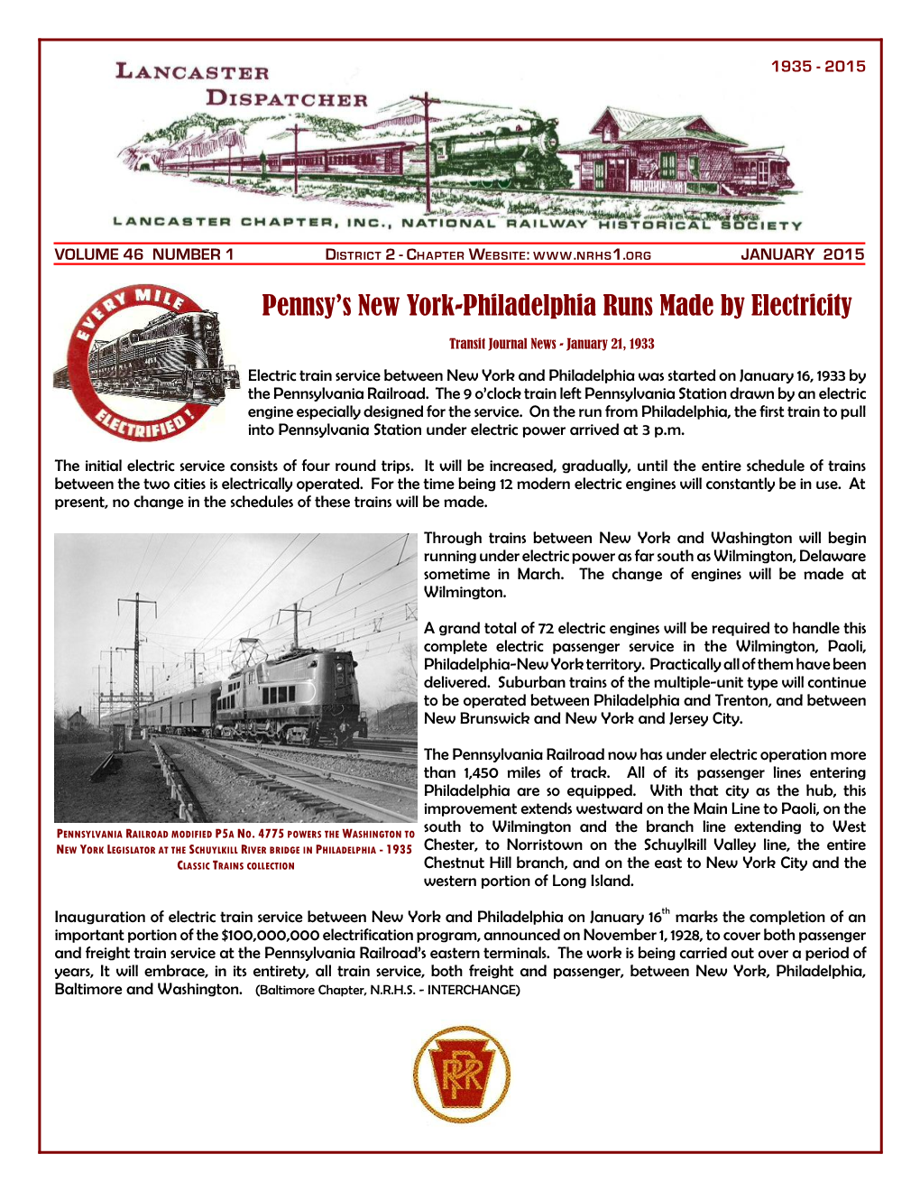 Pennsy's New York-Philadelphia Runs Made by Electricity
