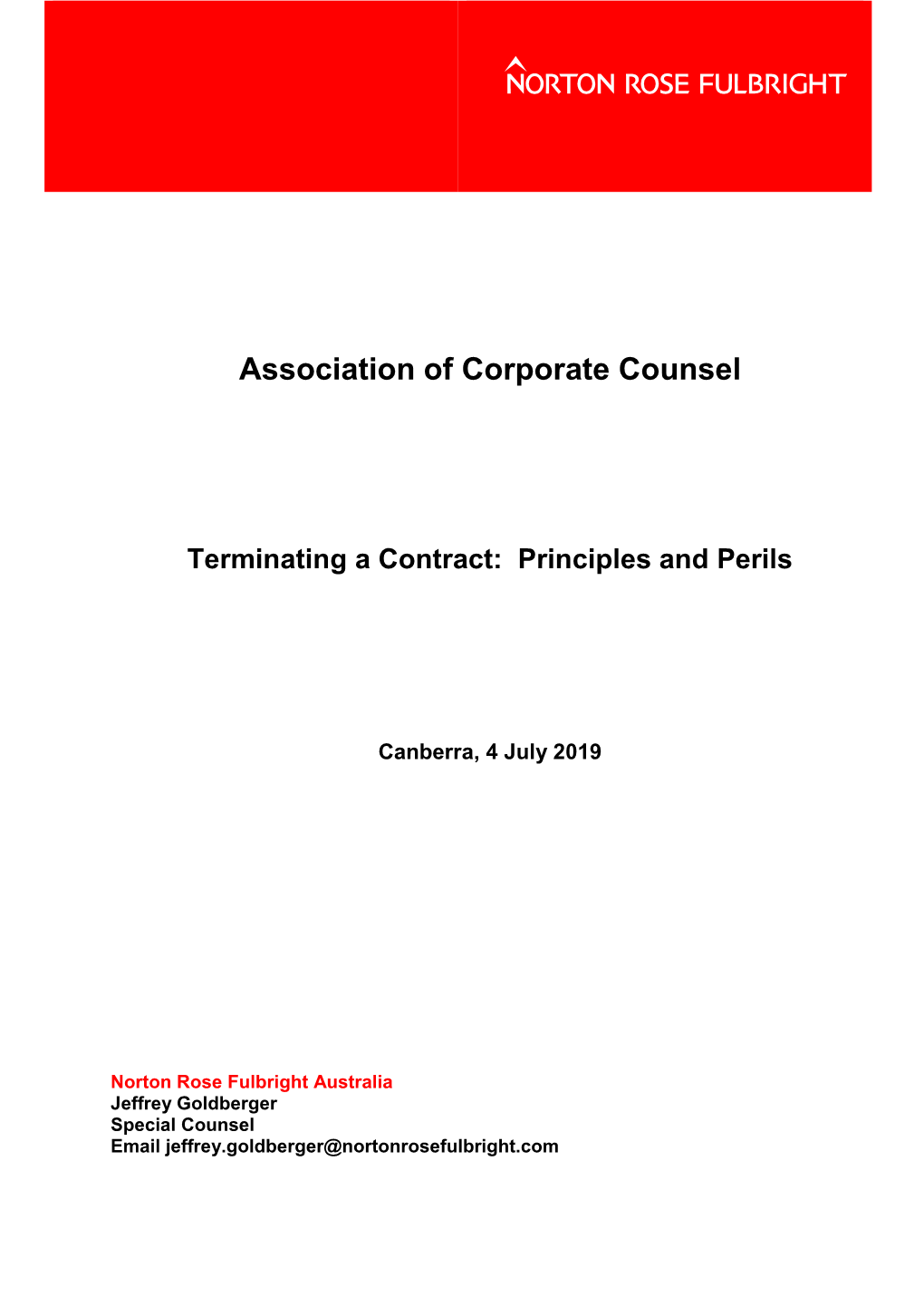 Terminating a Contract: Principles and Perils