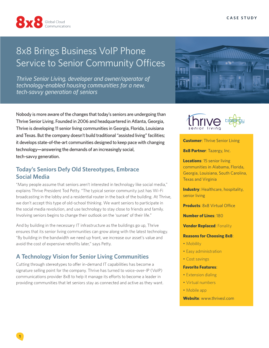 8X8 Brings Business Voip Phone Service to Senior Community Offices