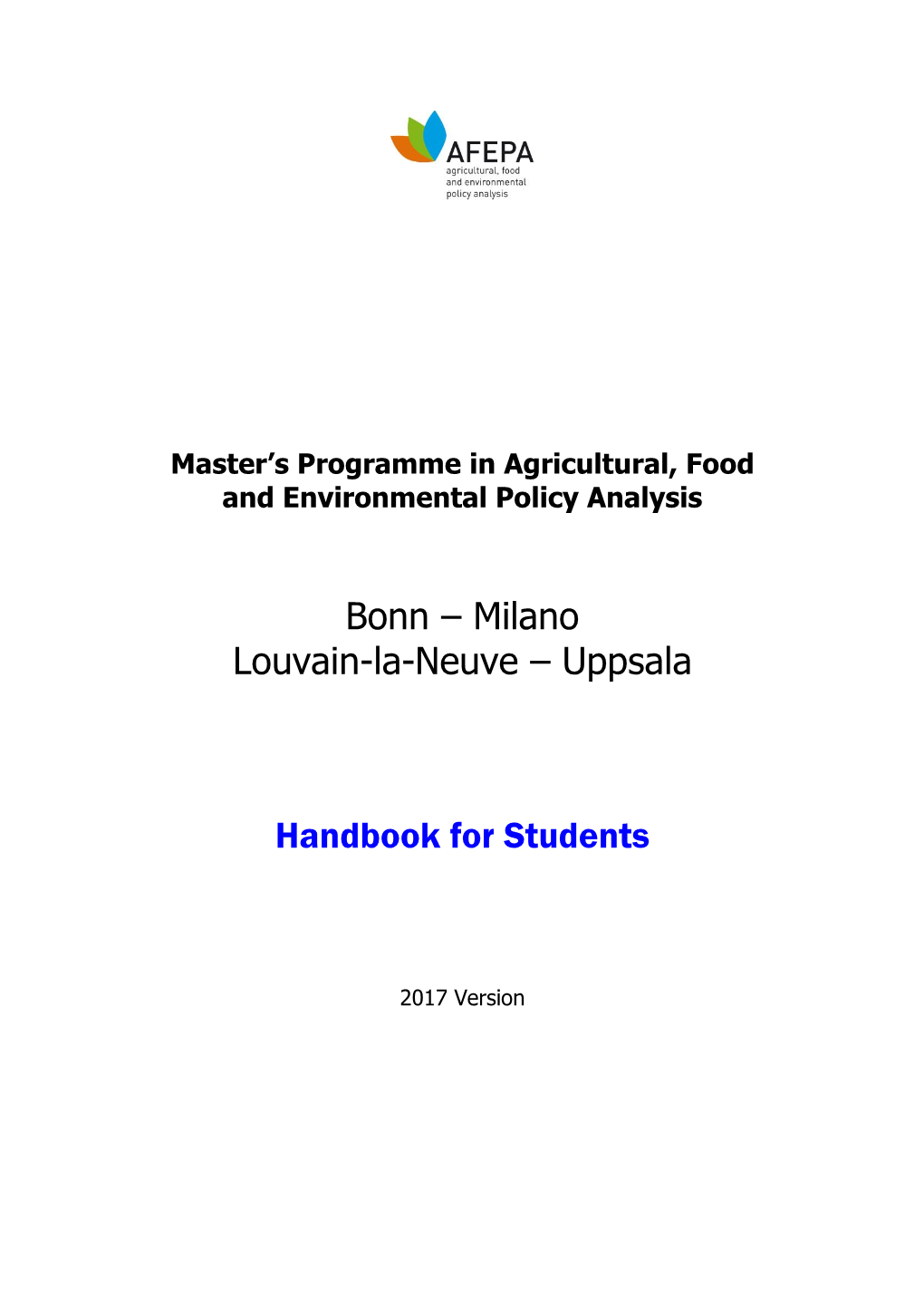 Milano Louvain-La-Neuve – Uppsala Handbook for Students