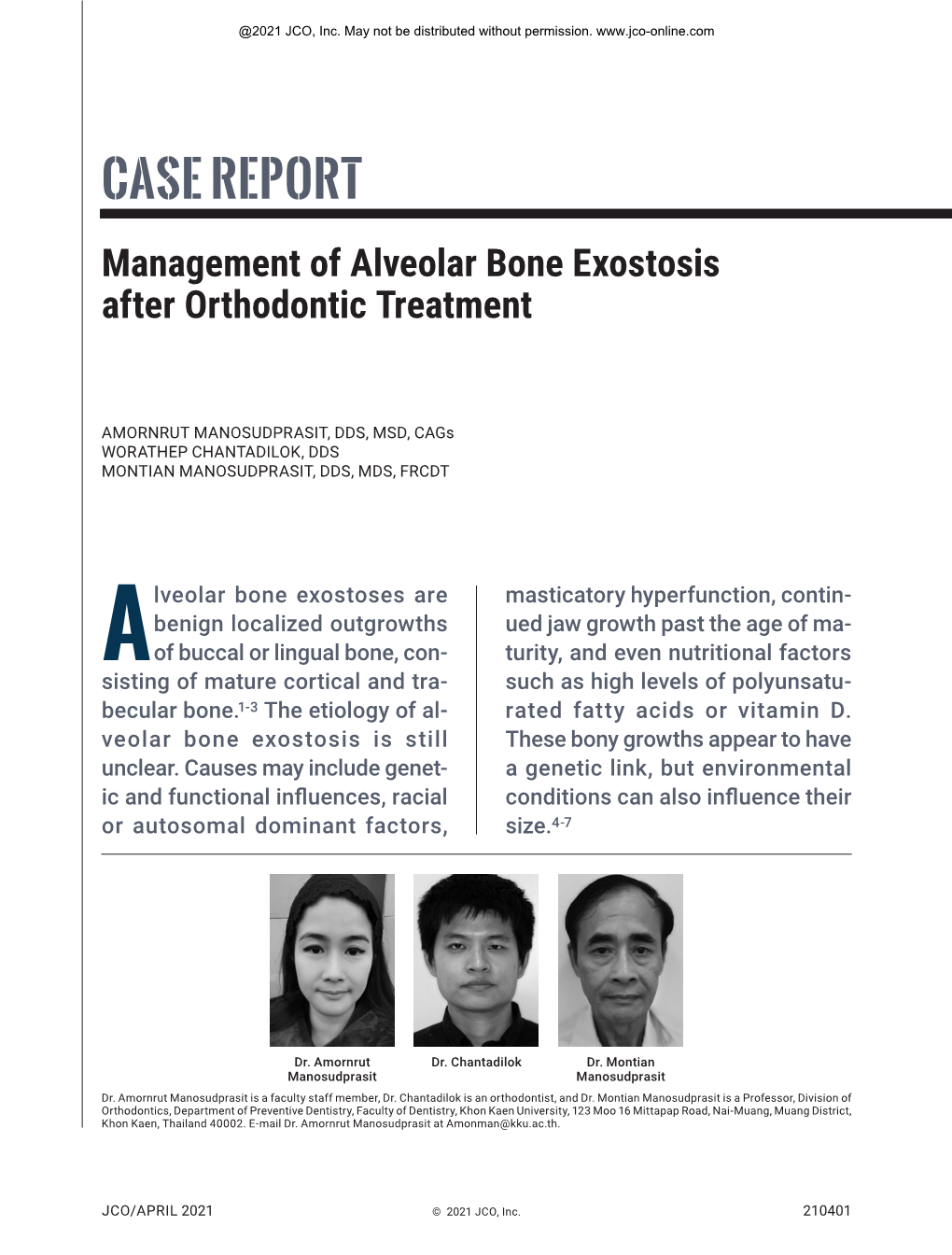 Management of Alveolar Bone Exostosis After Orthodontic Treatment