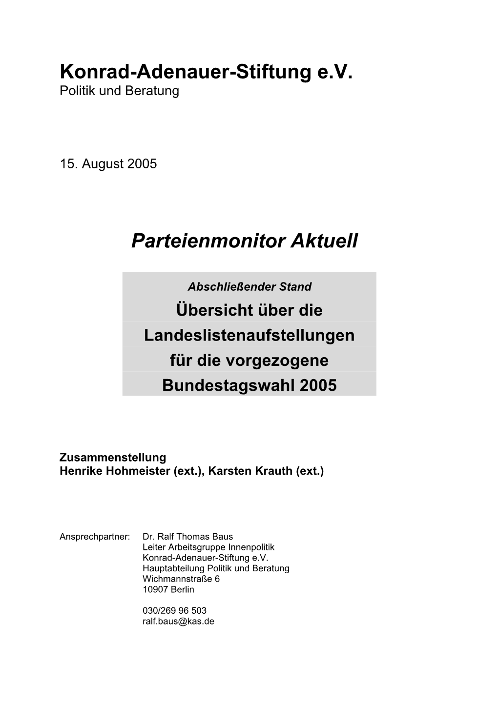 Parteienmonitor Aktuell