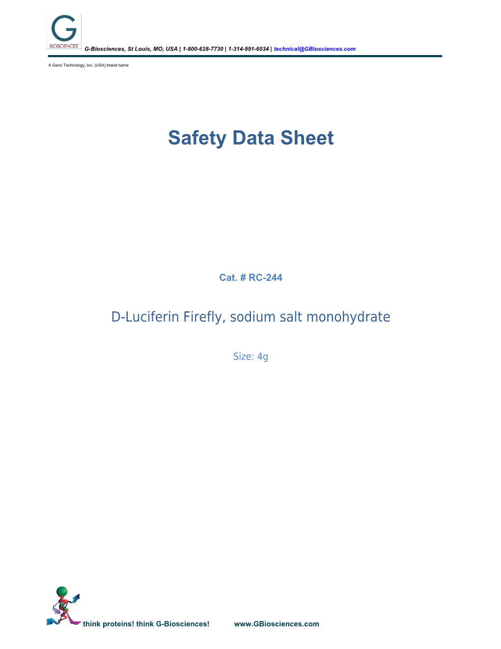 D-Luciferin Firefly, Potassium Salt Safety Data Sheet According to Federal Register / Vol