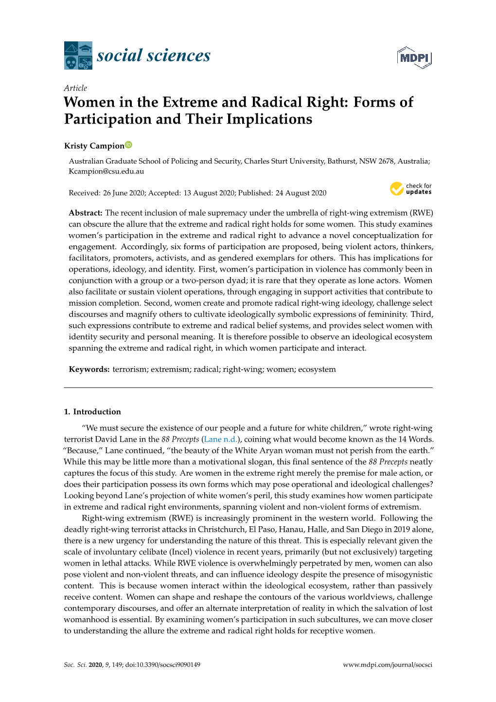 Women in the Extreme and Radical Right: Forms of Participation and Their Implications