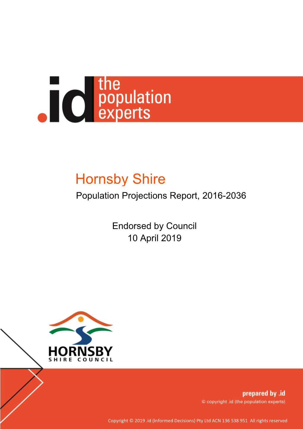 Hornsby Shire Population Projections Report 2016-2036 (2019