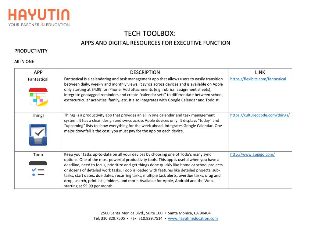 Tech Toolbox: Apps and Digital Resources for Executive Function Productivity