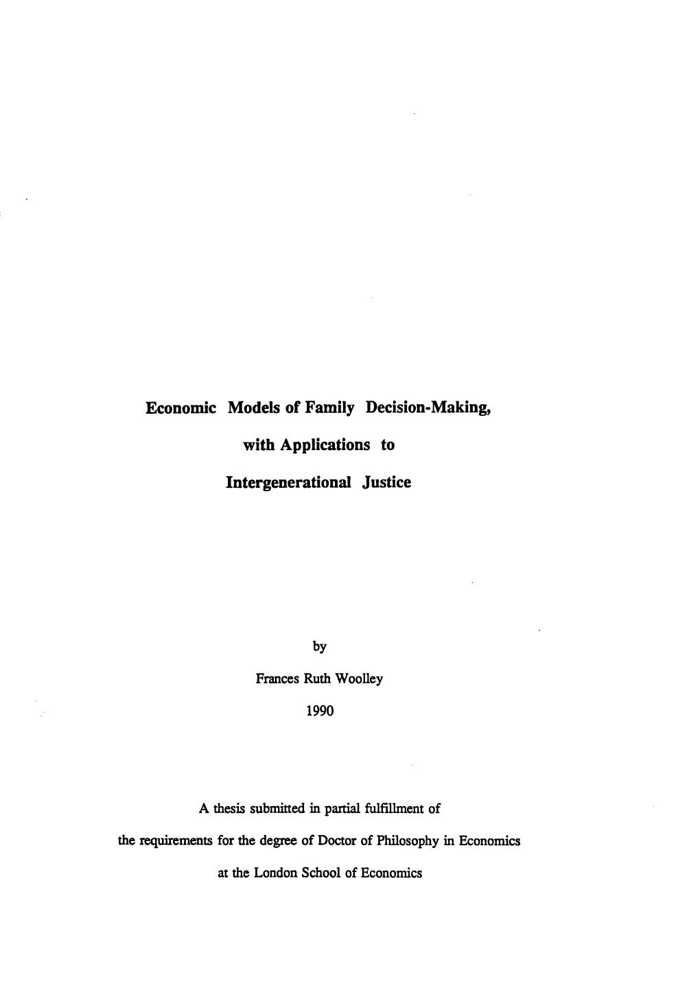 Economic Models of Family Decision-Making, with Applications