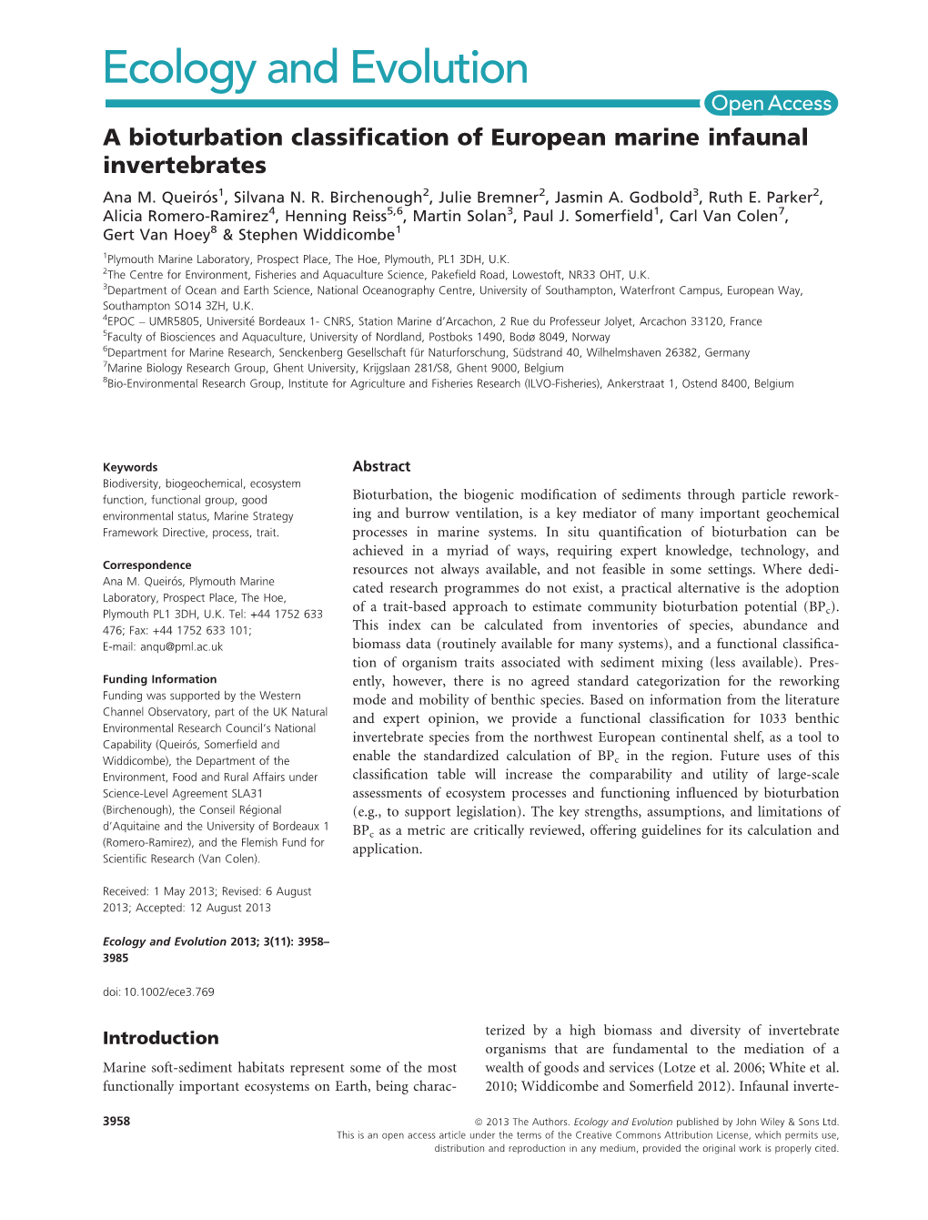 A Bioturbation Classification of European Marine Infaunal