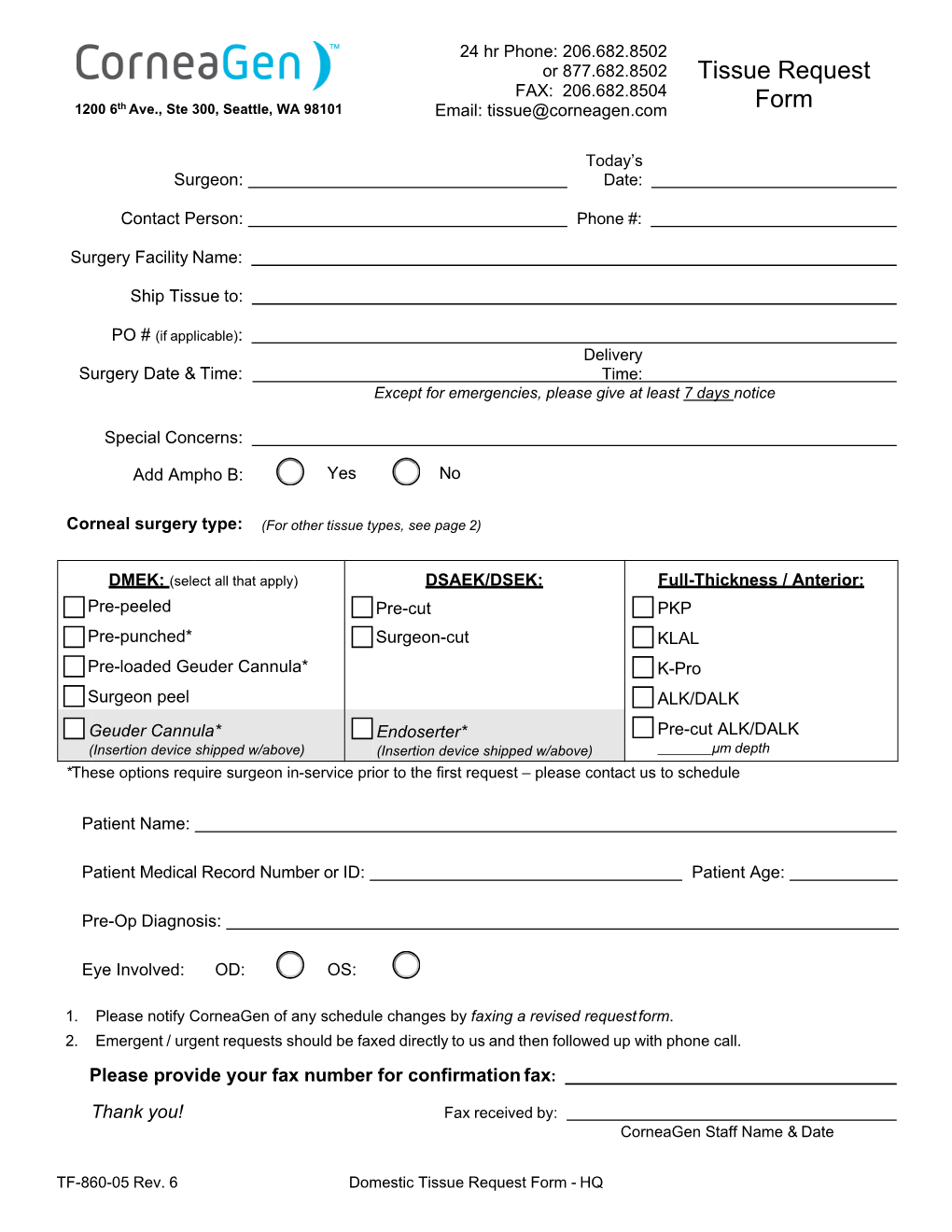 Tissue Request Form - HQ