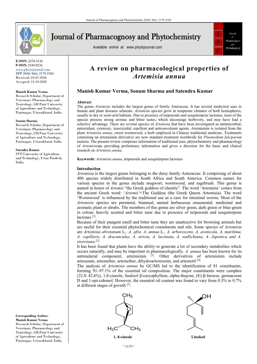 A Review on Pharmacological Properties of Artemisia Annua