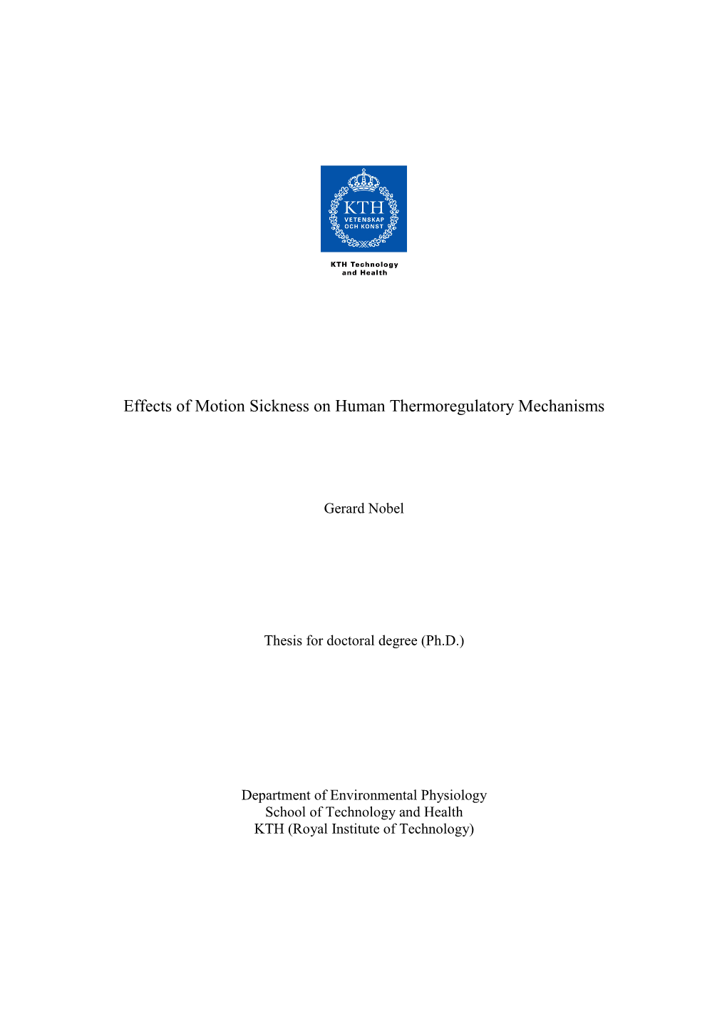 Effects of Motion Sickness on Human Thermoregulatory Mechanisms