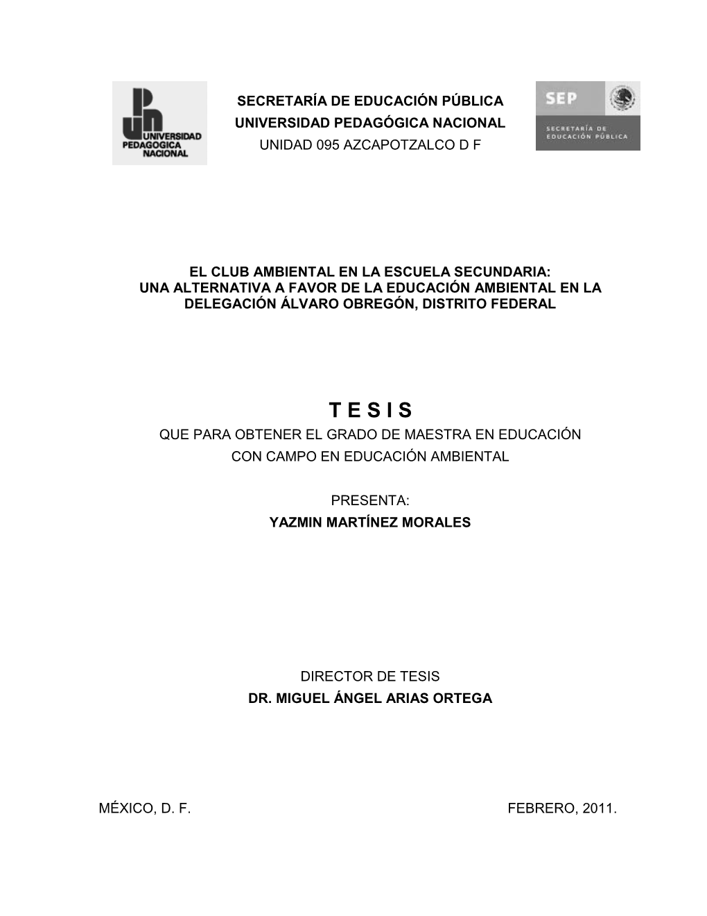 Alternativa a Favor De La Educación Ambiental En La Delegación Álvaro Obregón, Distrito Federal