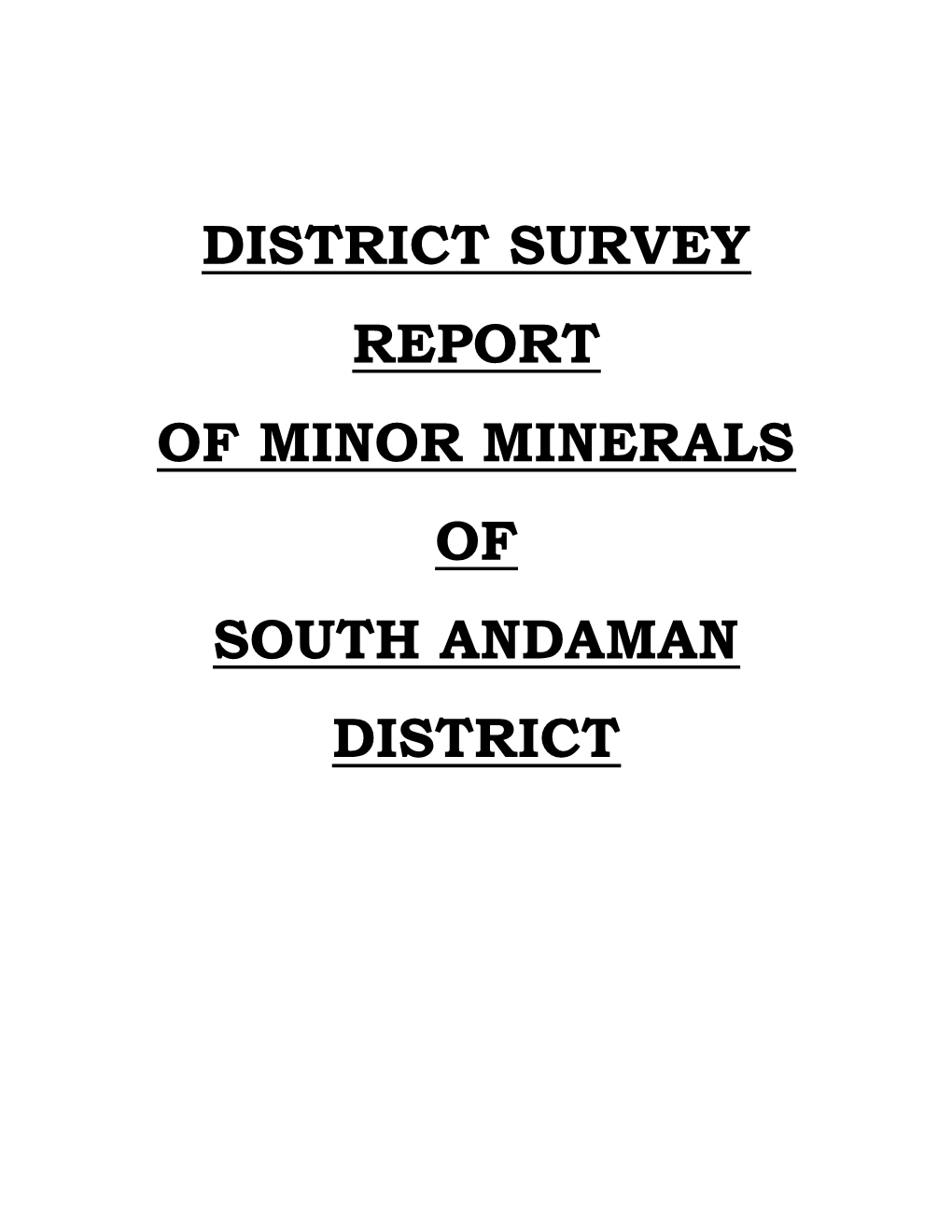 District Survey Report of Minor Minerals of South Andaman District