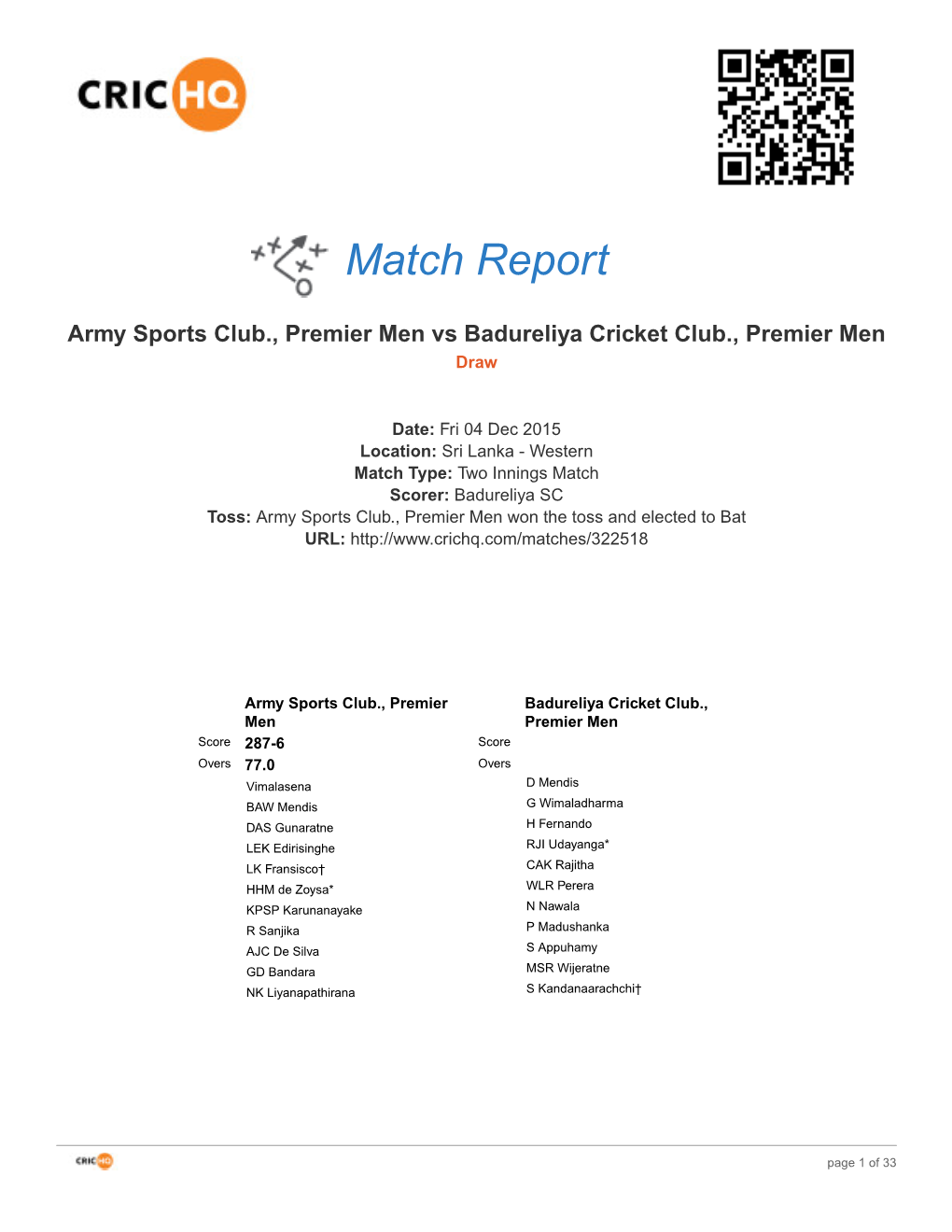 Match Report