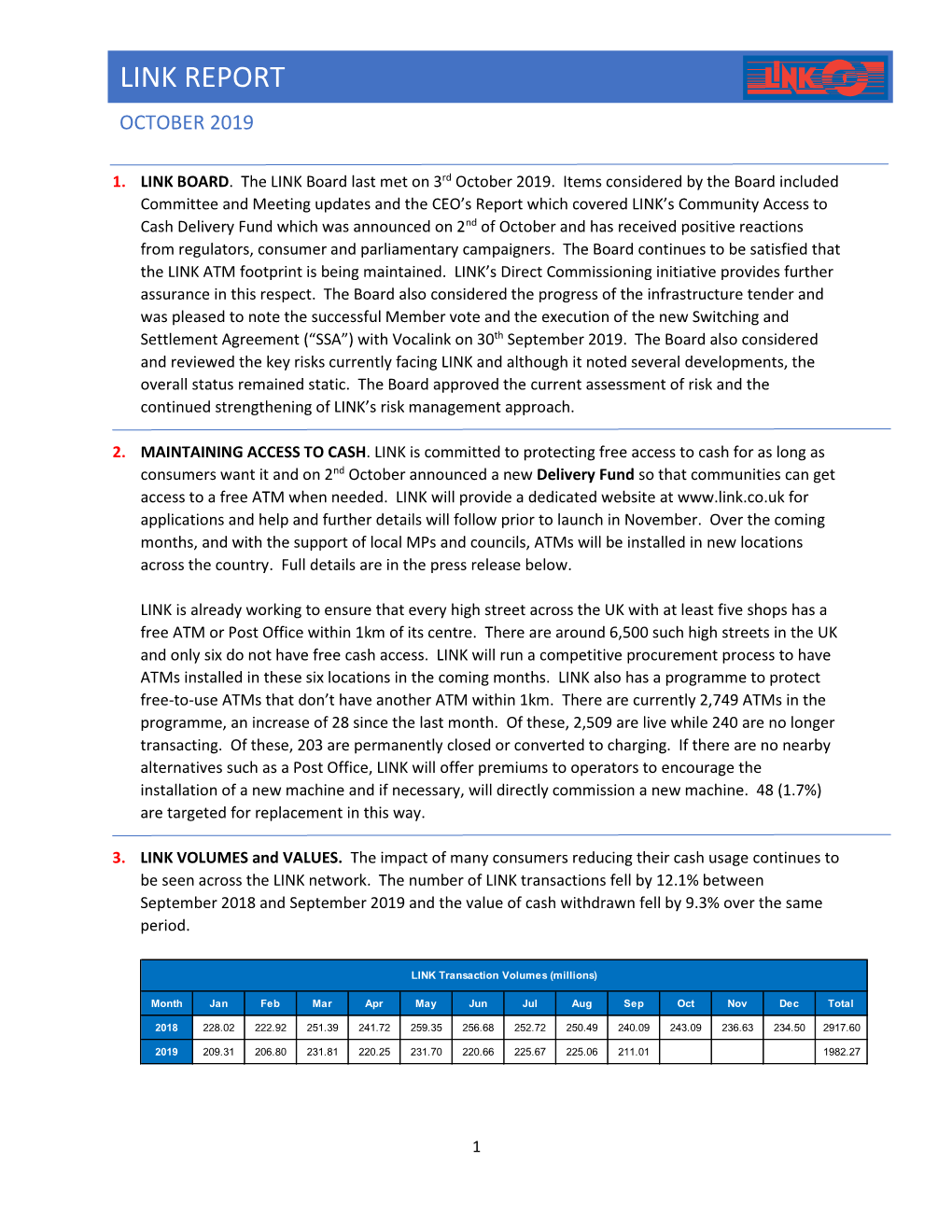 Link Report October 2019