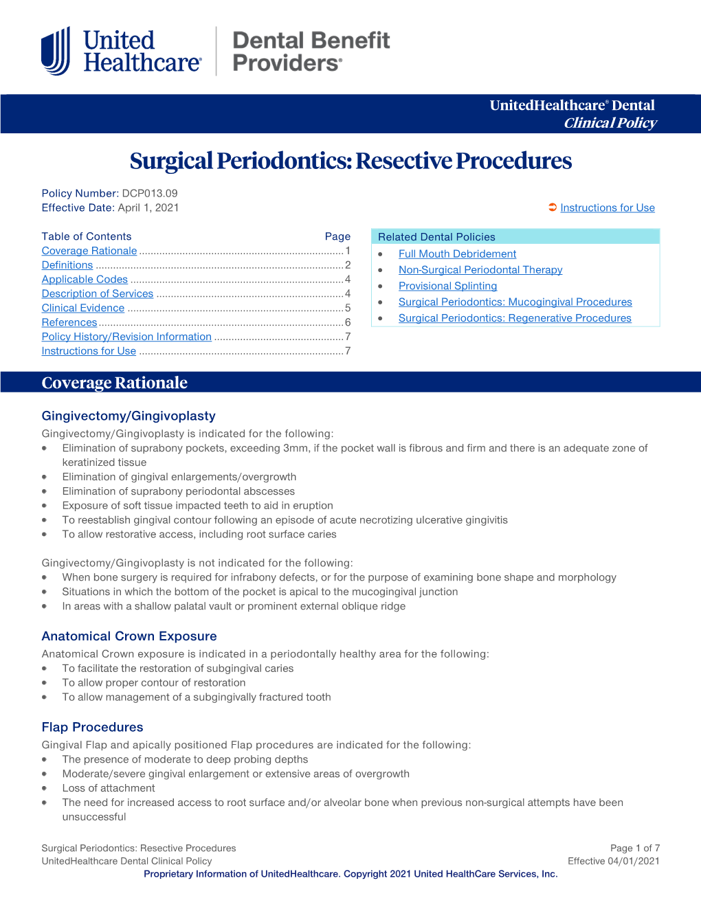 Surgical Periodontics: Resective Procedures – Dental Clinical Policy