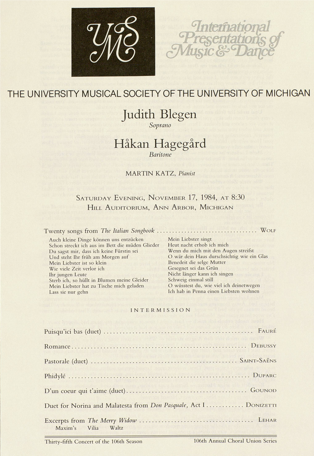 Judith Blegen Hakan Hagegard