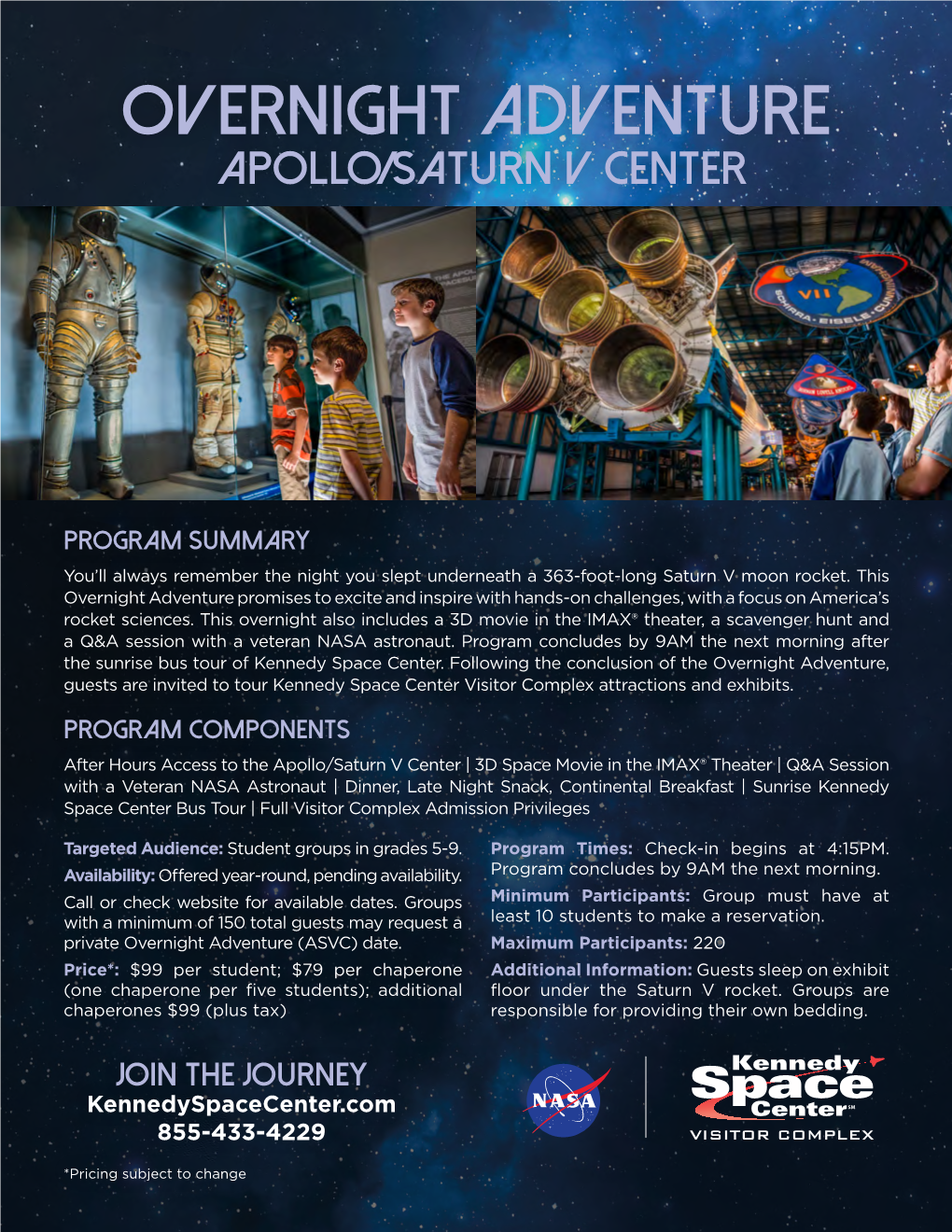 Overnight Adventures Apollo/Saturn V Center Flier