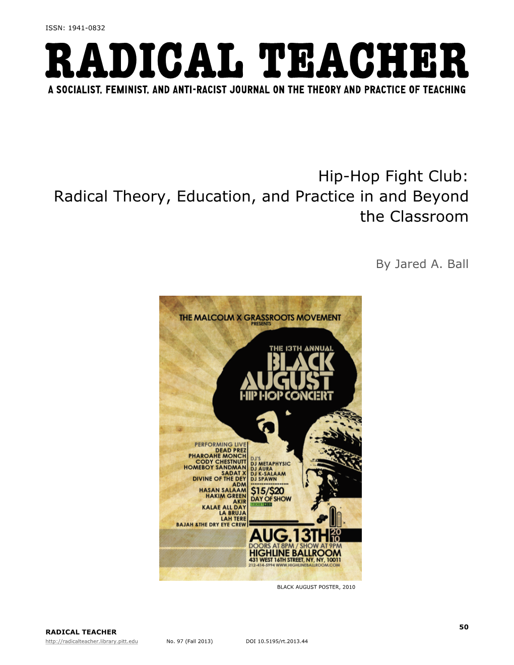 Hip-Hop Fight Club: Radical Theory, Education, and Practice in and Beyond the Classroom