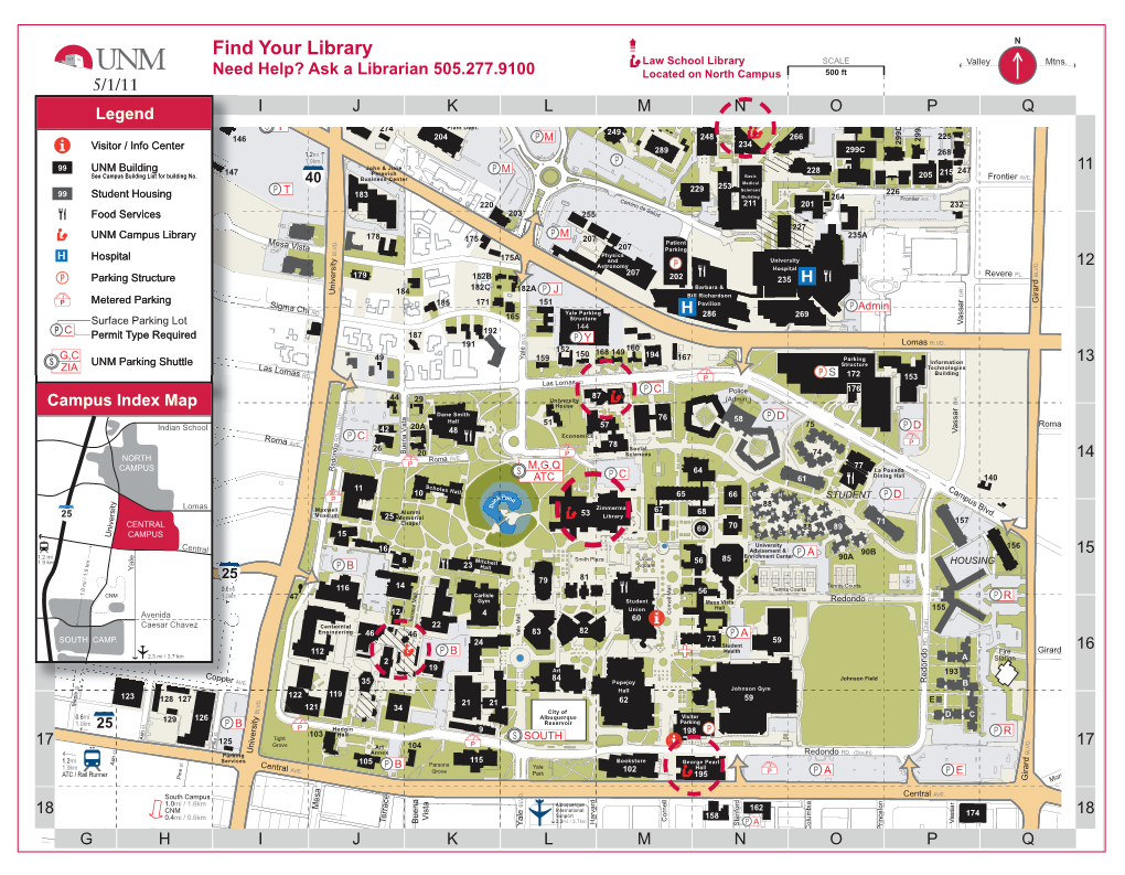 CENTRAL Campuse MAP 252 a 500 Ft L L Domenici 276 U 221 S D E Center Lomas 216 R 208 V DR