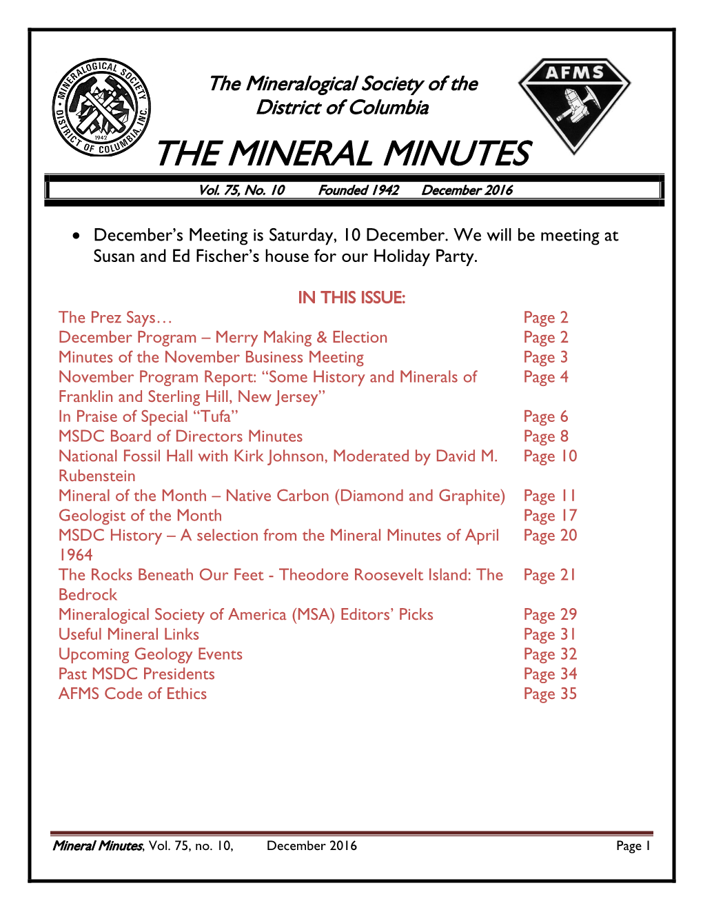 THE MINERAL MINUTES Vol