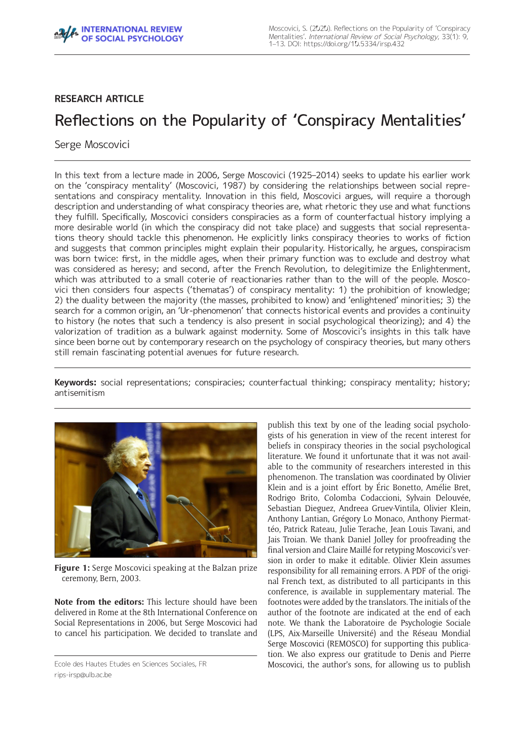 Reflections on the Popularity of 'Conspiracy Mentalities'