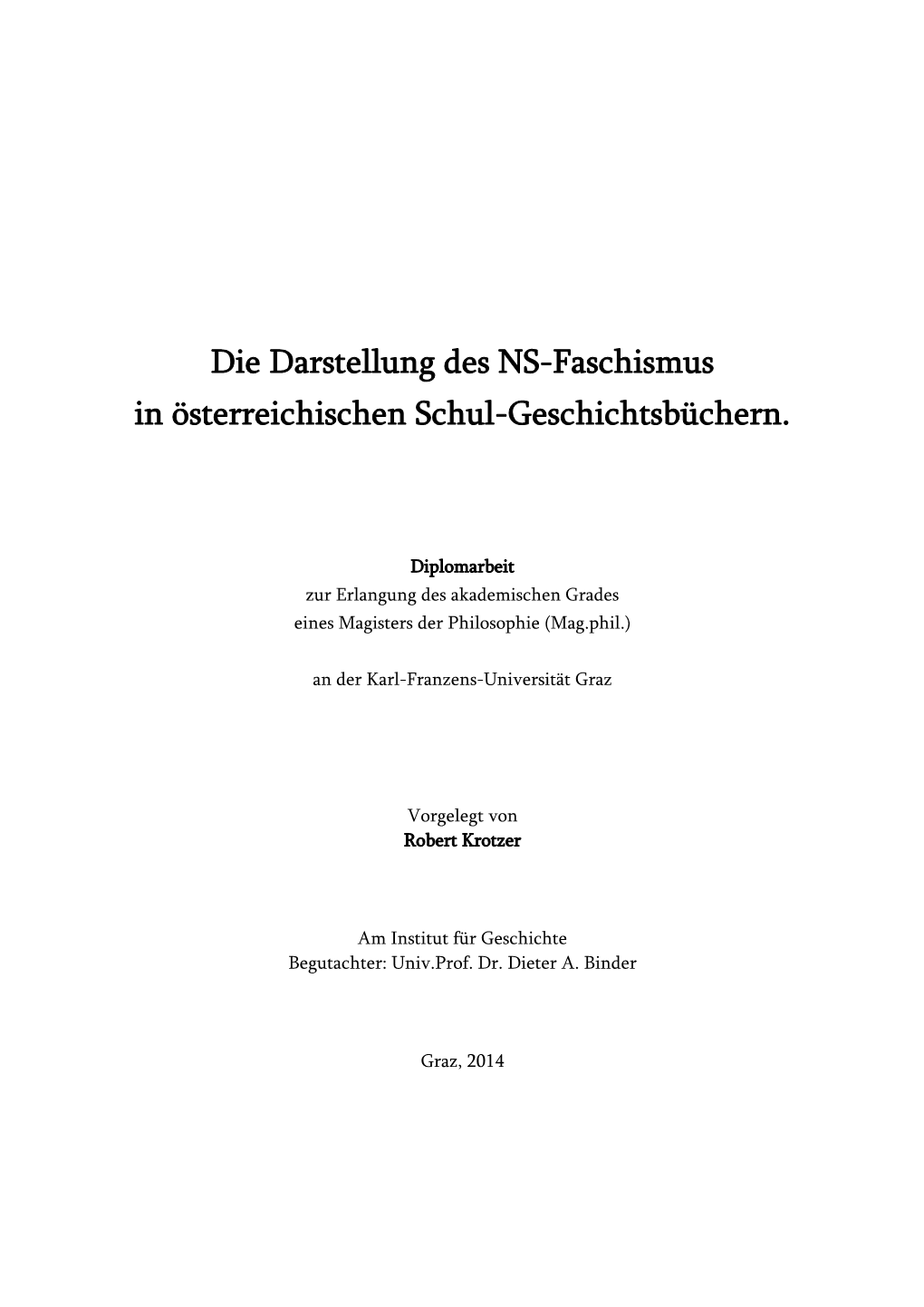 Die Darstellung Des NS-Faschismus in Österreichischen Schul-Geschichtsbüchern