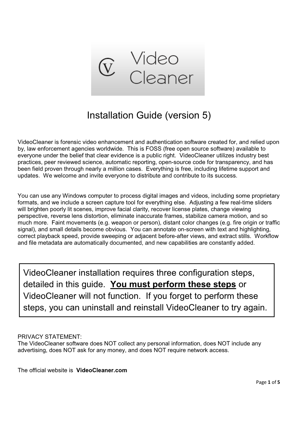 Installation Guide (Version 5)