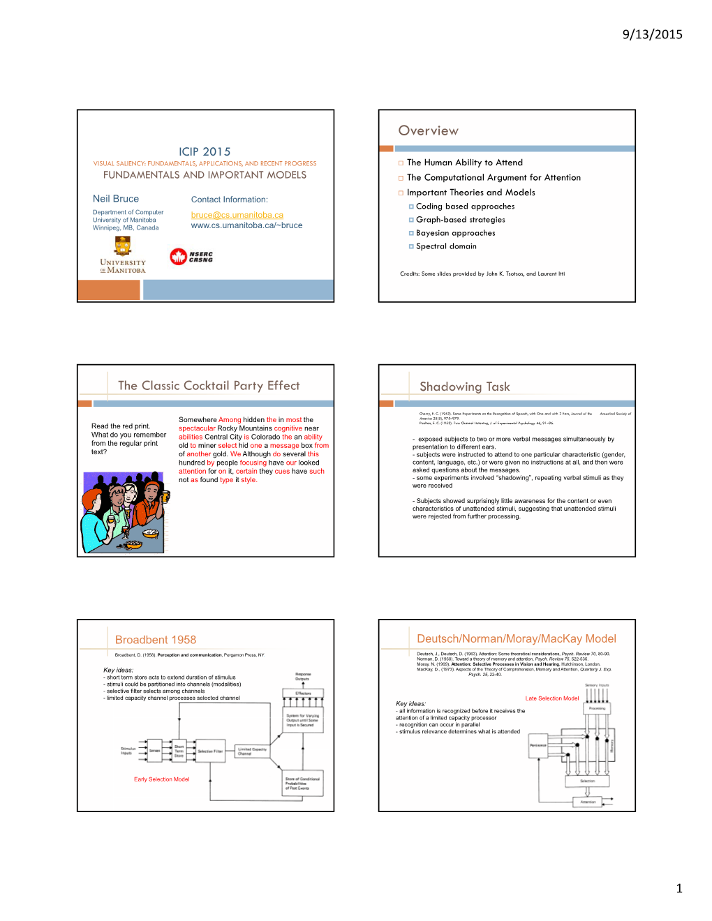 Overview ICIP 2015 VISUAL SALIENCY: FUNDAMENTALS, APPLICATIONS, and RECENT PROGRESS  the Human Ability to Attend