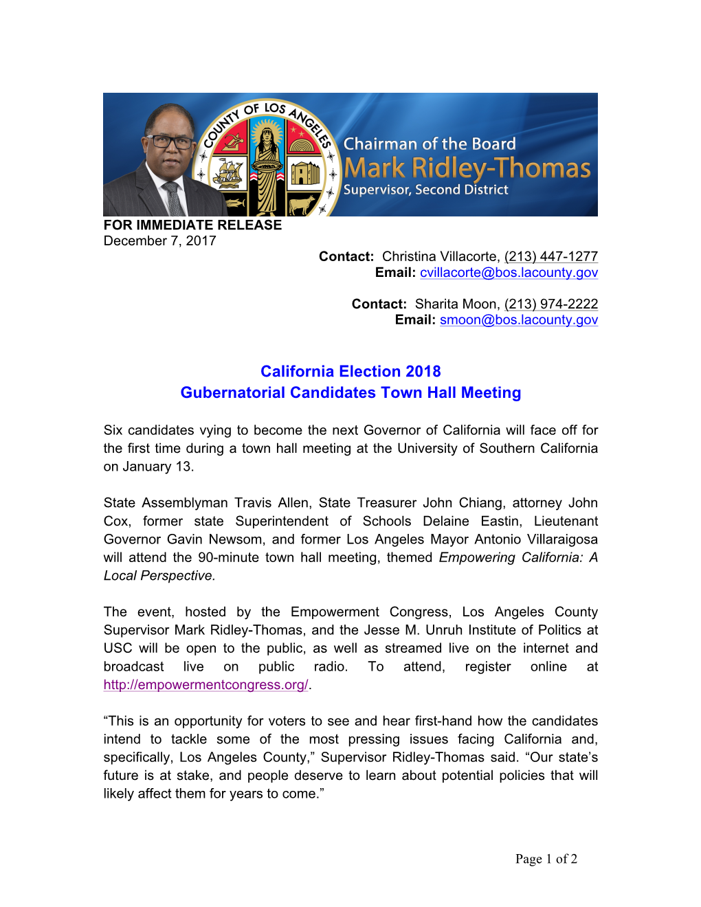 California Election 2018 Gubernatorial Candidates Town Hall Meeting
