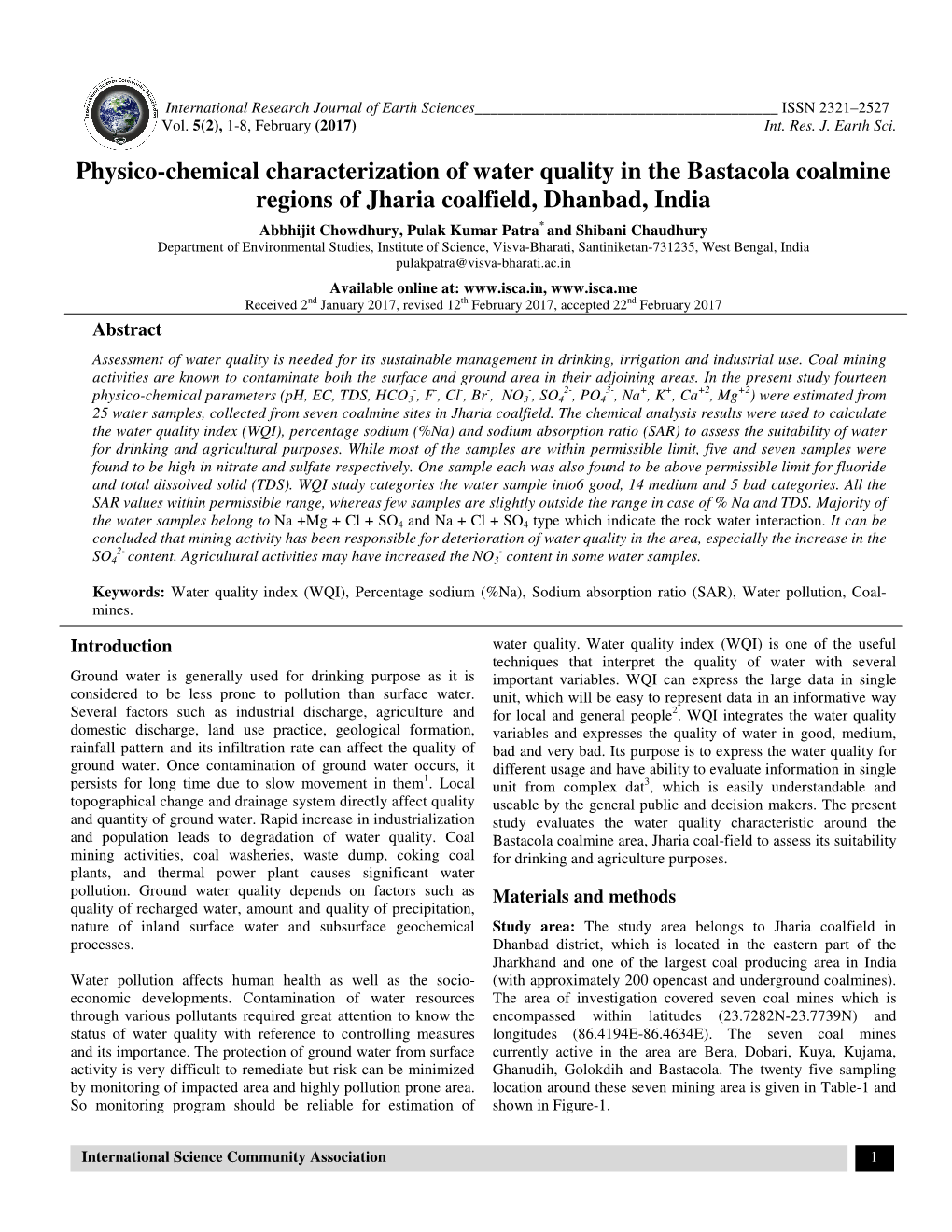 Physico-Chemical Characterization of W Regions of Jharia Coal Al